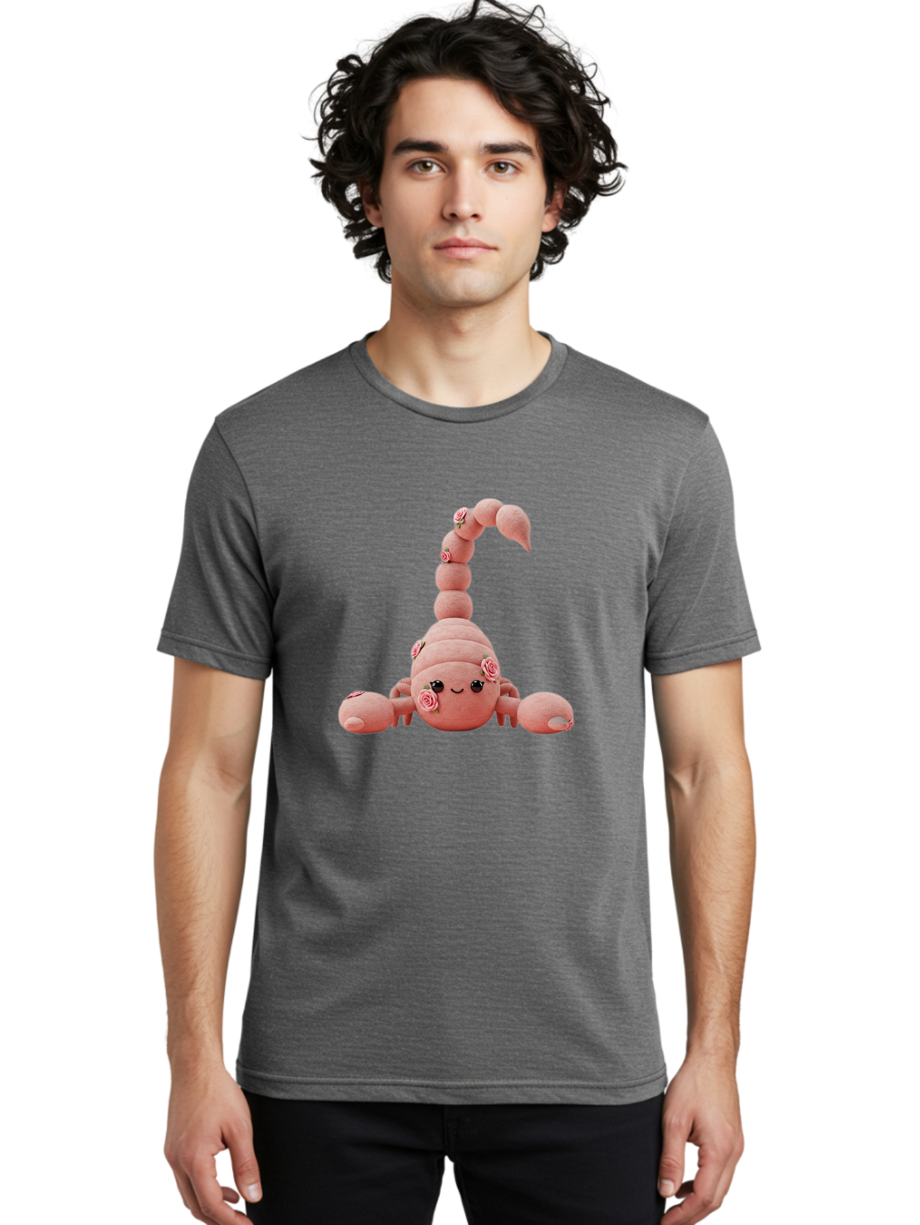 Pink-Scorpion Men'S Graphic Tee, 100% Cotton, Comfortable Casual Summer Wear, Machine Washable, Plush Toy, Pink Fabric, Floral Decorations, Scorpion Design, Cute, Soft Toy, Decorative Figurine, Stuffed Animal, Kawaii Bac216