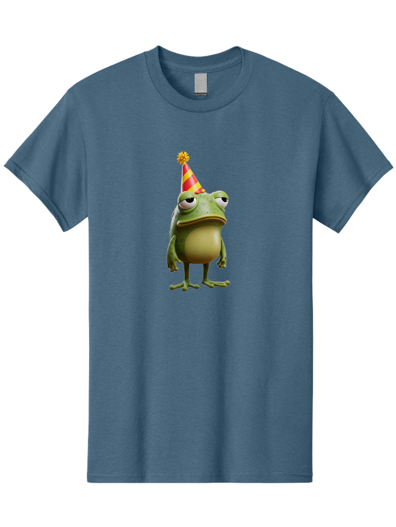 Pepe-The-Frog-Party-Hat Men'S Graphic Tee, 100% Cotton, Comfortable Casual Summer Wear, Machine Washable, Pepe The Frog, Party Hat, Frog Meme, Cartoon Character, Celebration, Funny, Meme Culture, Pepe, Sad Frog Bac218