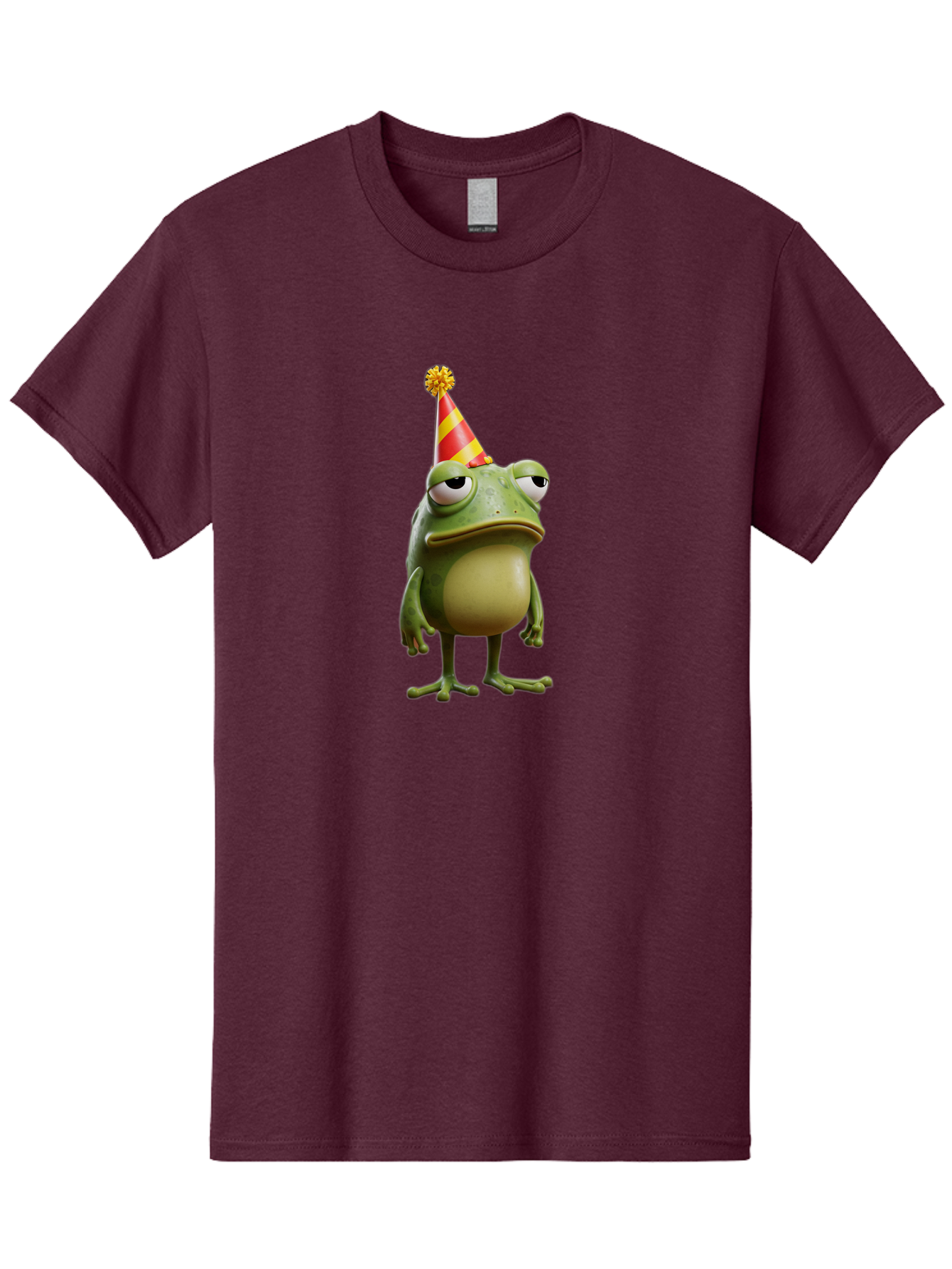Pepe-The-Frog-Party-Hat Men'S Graphic Tee, 100% Cotton, Comfortable Casual Summer Wear, Machine Washable, Pepe The Frog, Party Hat, Frog Meme, Cartoon Character, Celebration, Funny, Meme Culture, Pepe, Sad Frog Bac218