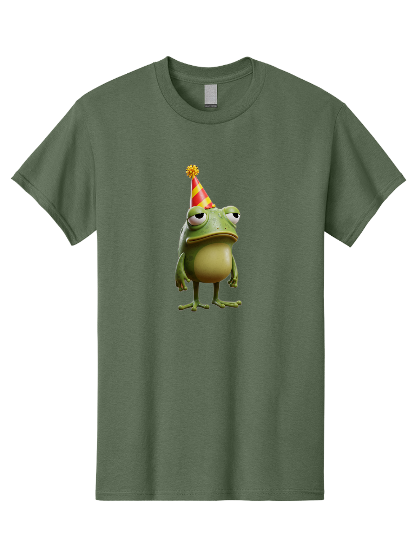 Pepe-The-Frog-Party-Hat Men'S Graphic Tee, 100% Cotton, Comfortable Casual Summer Wear, Machine Washable, Pepe The Frog, Party Hat, Frog Meme, Cartoon Character, Celebration, Funny, Meme Culture, Pepe, Sad Frog Bac218