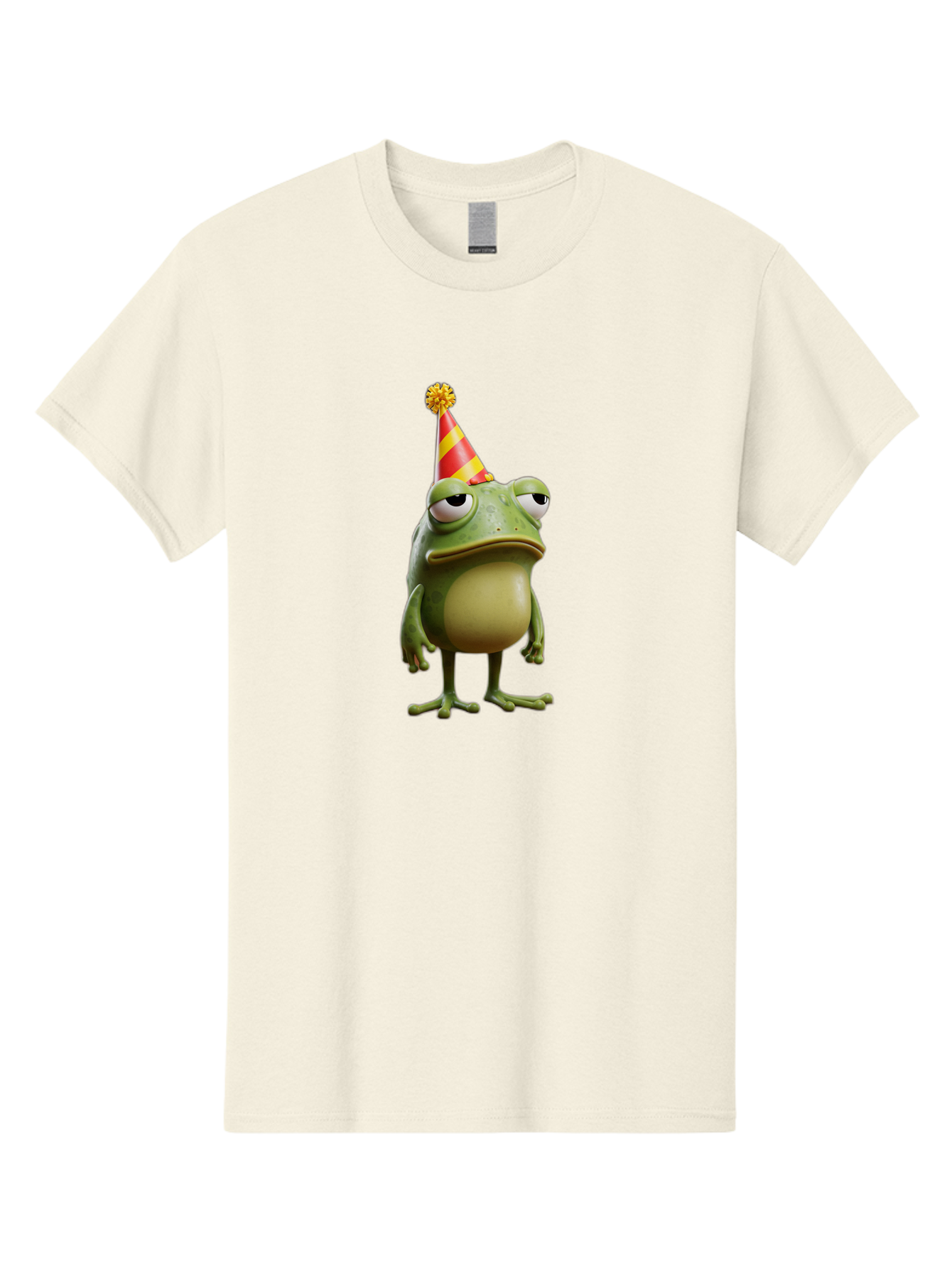 Pepe-The-Frog-Party-Hat Men'S Graphic Tee, 100% Cotton, Comfortable Casual Summer Wear, Machine Washable, Pepe The Frog, Party Hat, Frog Meme, Cartoon Character, Celebration, Funny, Meme Culture, Pepe, Sad Frog Bac218