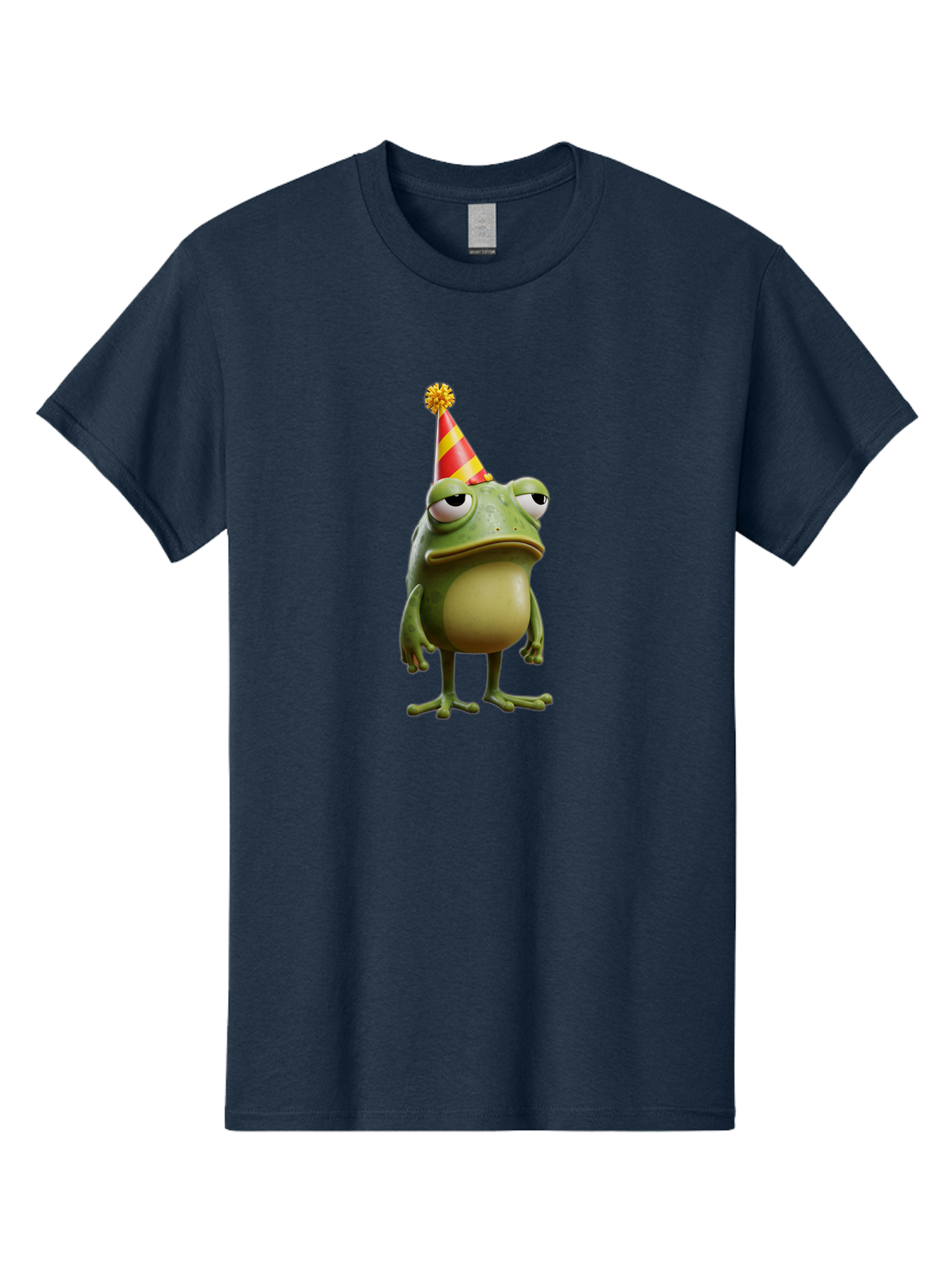 Pepe-The-Frog-Party-Hat Men'S Graphic Tee, 100% Cotton, Comfortable Casual Summer Wear, Machine Washable, Pepe The Frog, Party Hat, Frog Meme, Cartoon Character, Celebration, Funny, Meme Culture, Pepe, Sad Frog Bac218