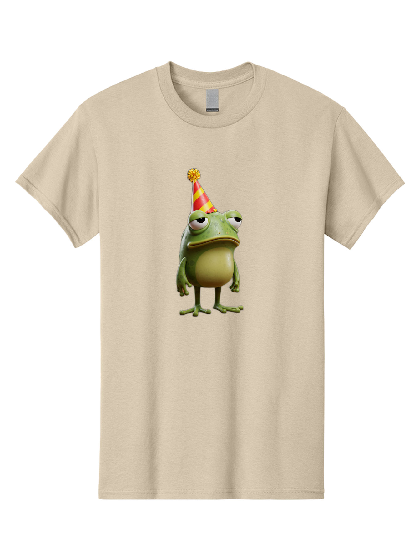 Pepe-The-Frog-Party-Hat Men'S Graphic Tee, 100% Cotton, Comfortable Casual Summer Wear, Machine Washable, Pepe The Frog, Party Hat, Frog Meme, Cartoon Character, Celebration, Funny, Meme Culture, Pepe, Sad Frog Bac218