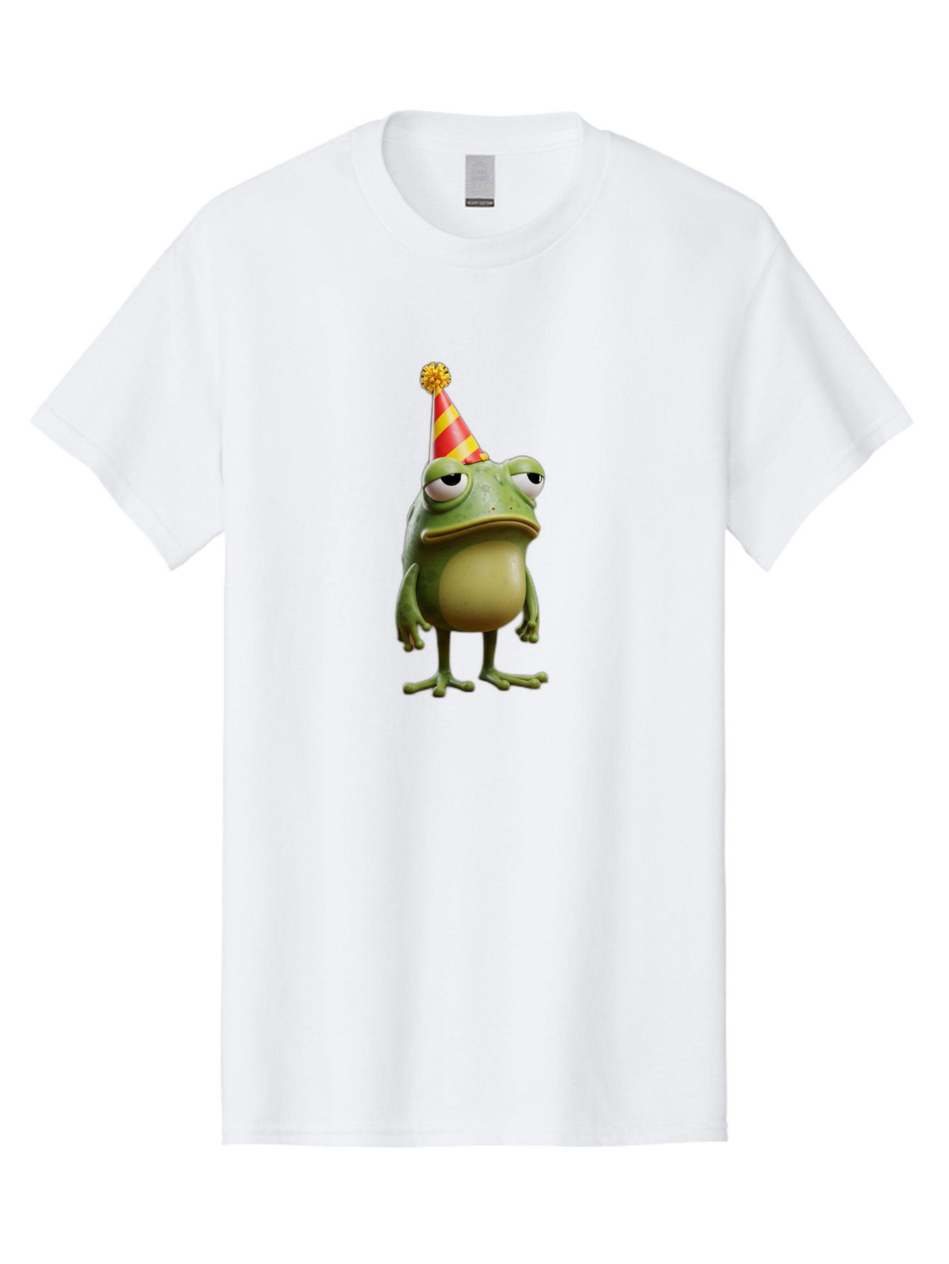 Pepe-The-Frog-Party-Hat Men'S Graphic Tee, 100% Cotton, Comfortable Casual Summer Wear, Machine Washable, Pepe The Frog, Party Hat, Frog Meme, Cartoon Character, Celebration, Funny, Meme Culture, Pepe, Sad Frog Bac218