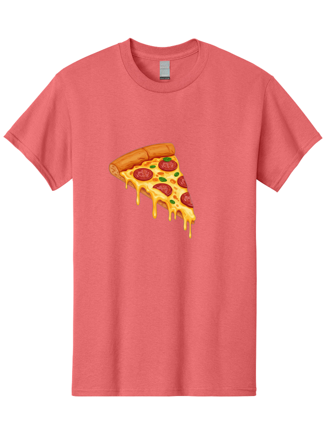 Pepperoni-Pizza-Slice-10 Men'S Graphic Tee, 100% Cotton, Comfortable Casual Summer Wear, Machine Washable, Pepperoni Pizza, Cheesy Goodness, Gooey Cheese, Savory Delight, Italian Cuisine, Melted Mozzarella, Fresh Basil, Spicy Pepperoni, Bac220