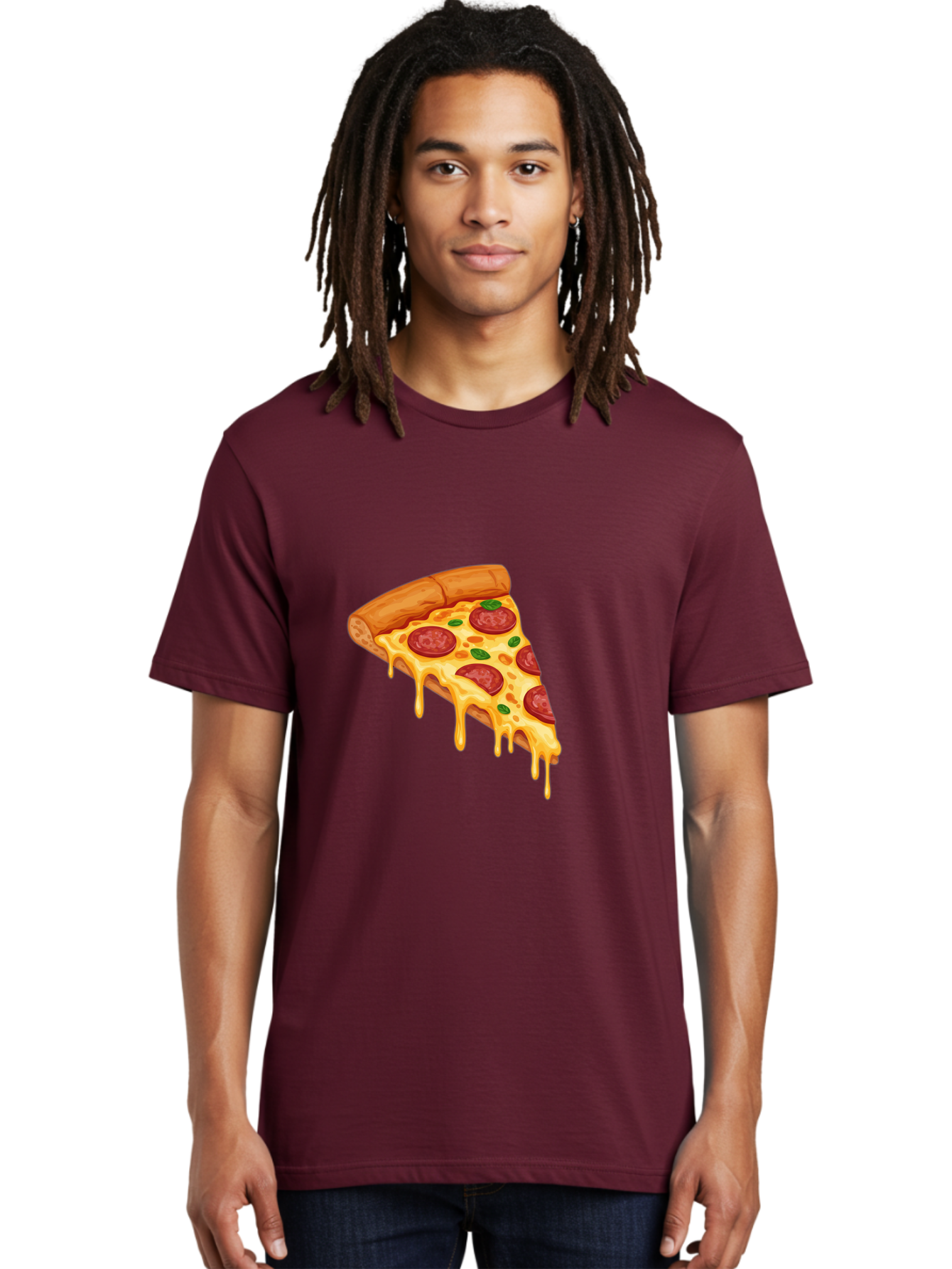Pepperoni-Pizza-Slice-10 Men'S Graphic Tee, 100% Cotton, Comfortable Casual Summer Wear, Machine Washable, Pepperoni Pizza, Cheesy Goodness, Gooey Cheese, Savory Delight, Italian Cuisine, Melted Mozzarella, Fresh Basil, Spicy Pepperoni, Bac220