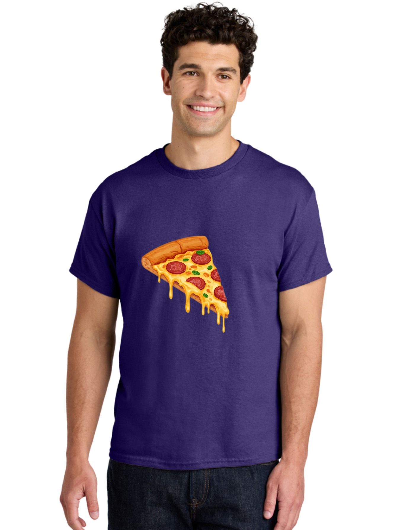 Pepperoni-Pizza-Slice-10 Men'S Graphic Tee, 100% Cotton, Comfortable Casual Summer Wear, Machine Washable, Pepperoni Pizza, Cheesy Goodness, Gooey Cheese, Savory Delight, Italian Cuisine, Melted Mozzarella, Fresh Basil, Spicy Pepperoni, Bac220