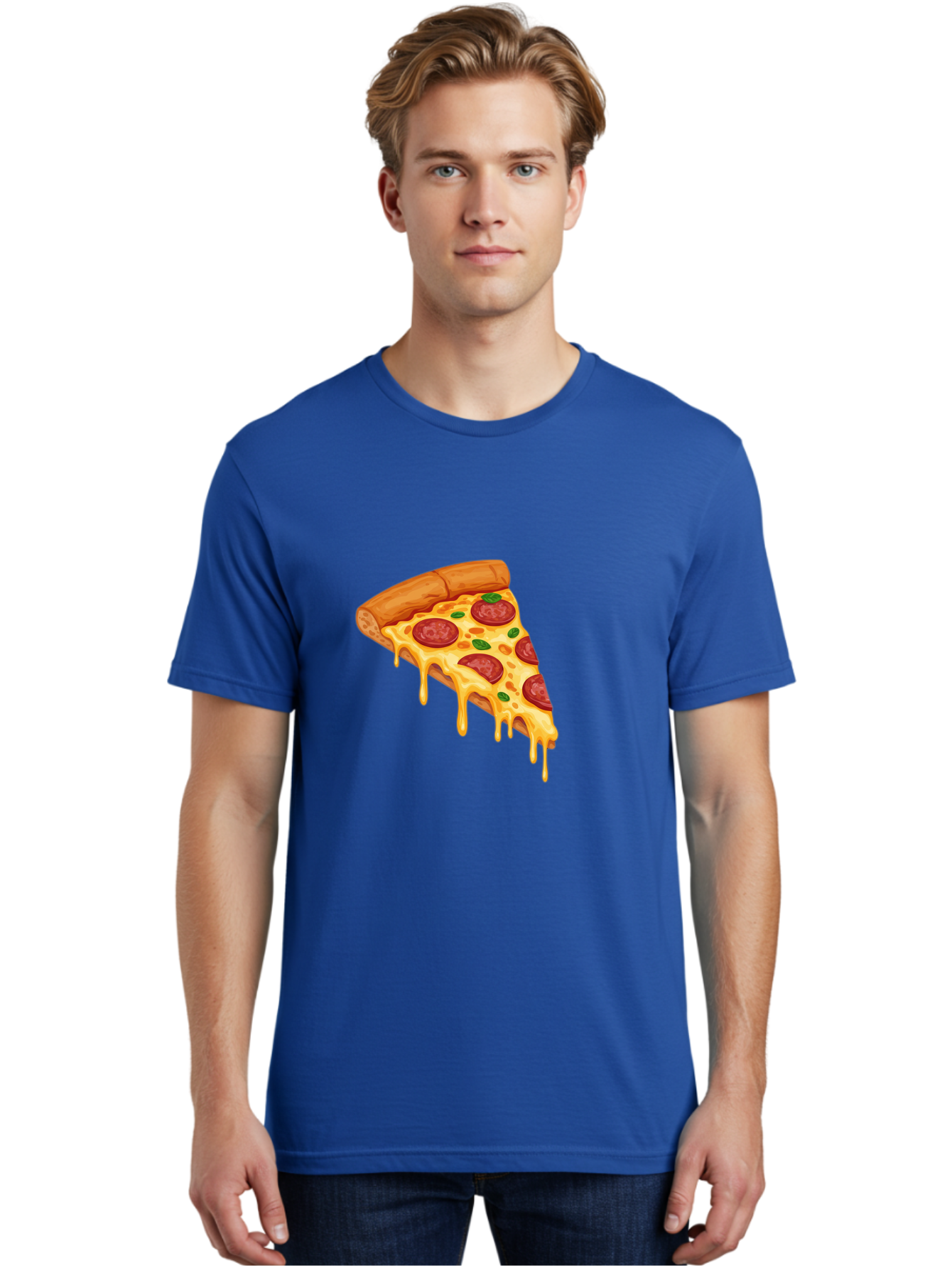 Pepperoni-Pizza-Slice-10 Men'S Graphic Tee, 100% Cotton, Comfortable Casual Summer Wear, Machine Washable, Pepperoni Pizza, Cheesy Goodness, Gooey Cheese, Savory Delight, Italian Cuisine, Melted Mozzarella, Fresh Basil, Spicy Pepperoni, Bac220