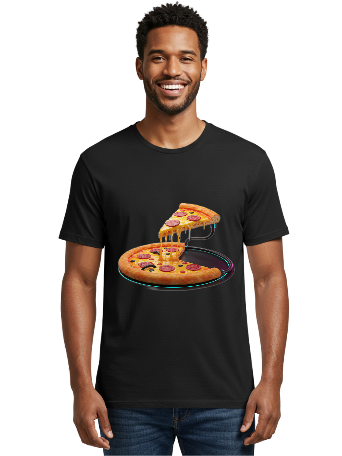 Pepperoni-Pizza-Slice-11 Men'S Graphic Tee, 100% Cotton, Comfortable Casual Summer Wear, Machine Washable, Pepperoni Pizza, Melted Cheese, Pizza Toppings, Savory Delight, Cheesy Goodness, Italian Cuisine, Foodie Favorite, Appetizing Treat, Bac221