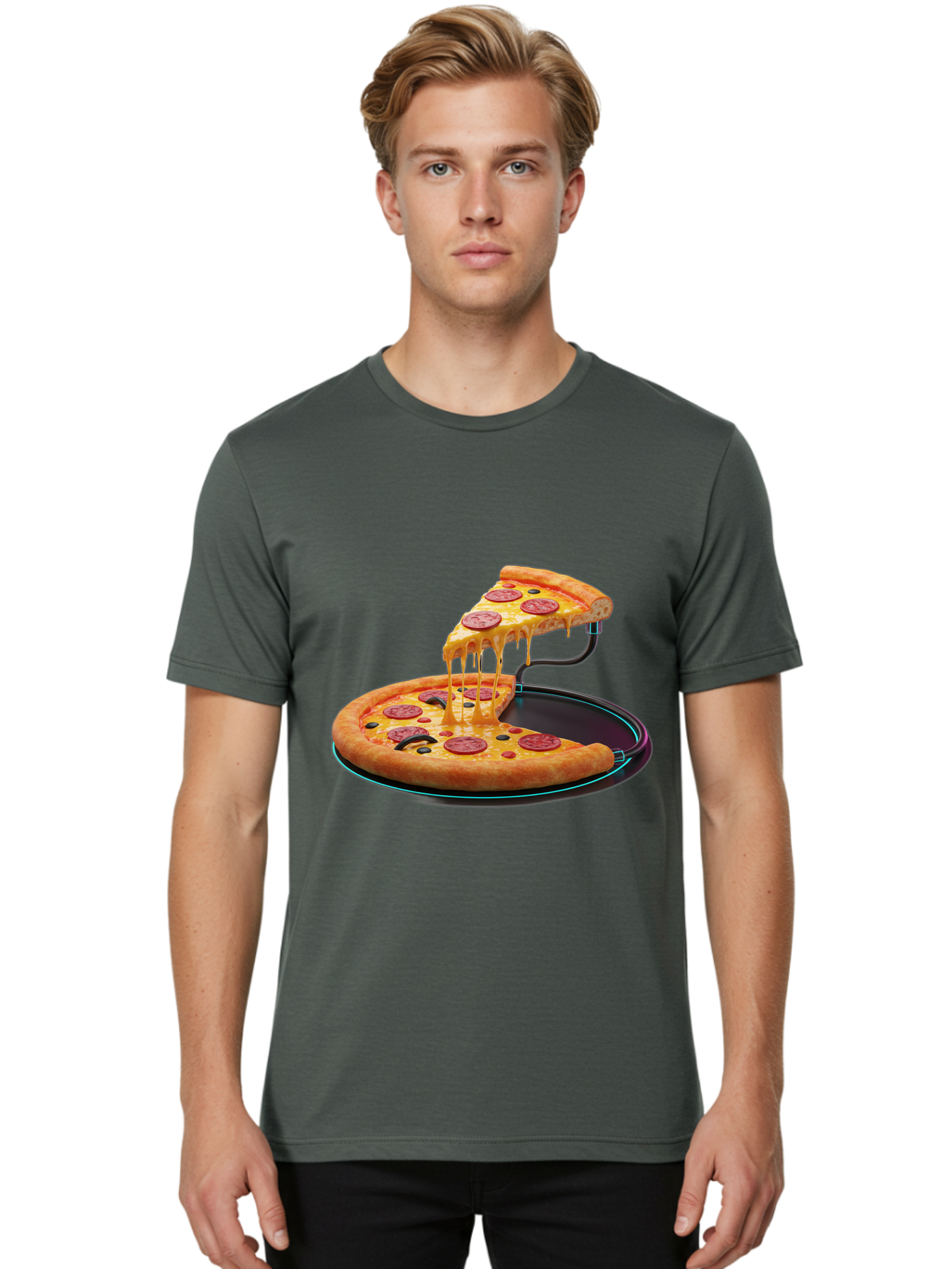 Pepperoni-Pizza-Slice-11 Men'S Graphic Tee, 100% Cotton, Comfortable Casual Summer Wear, Machine Washable, Pepperoni Pizza, Melted Cheese, Pizza Toppings, Savory Delight, Cheesy Goodness, Italian Cuisine, Foodie Favorite, Appetizing Treat, Bac221