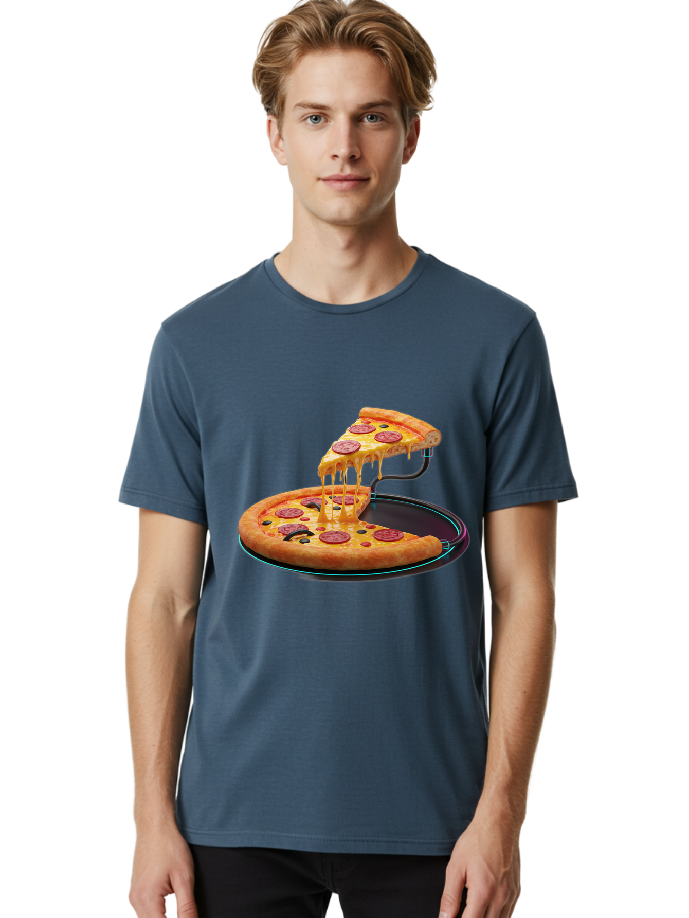 Pepperoni-Pizza-Slice-11 Men'S Graphic Tee, 100% Cotton, Comfortable Casual Summer Wear, Machine Washable, Pepperoni Pizza, Melted Cheese, Pizza Toppings, Savory Delight, Cheesy Goodness, Italian Cuisine, Foodie Favorite, Appetizing Treat, Bac221