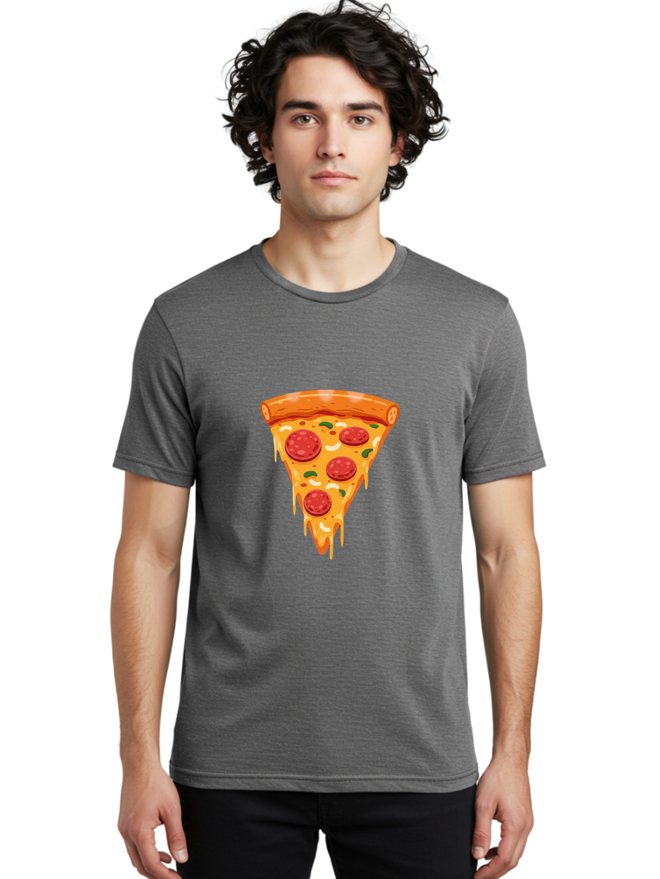Pepperoni-Pizza-Slice-12 Men'S Graphic Tee, 100% Cotton, Comfortable Casual Summer Wear, Machine Washable, Pepperoni Pizza, Pizza Slice, Cheesy Goodness, Melted Mozzarella, Savory Toppings, Italian Cuisine, Delicious Food, Tasty Treat, Bac222