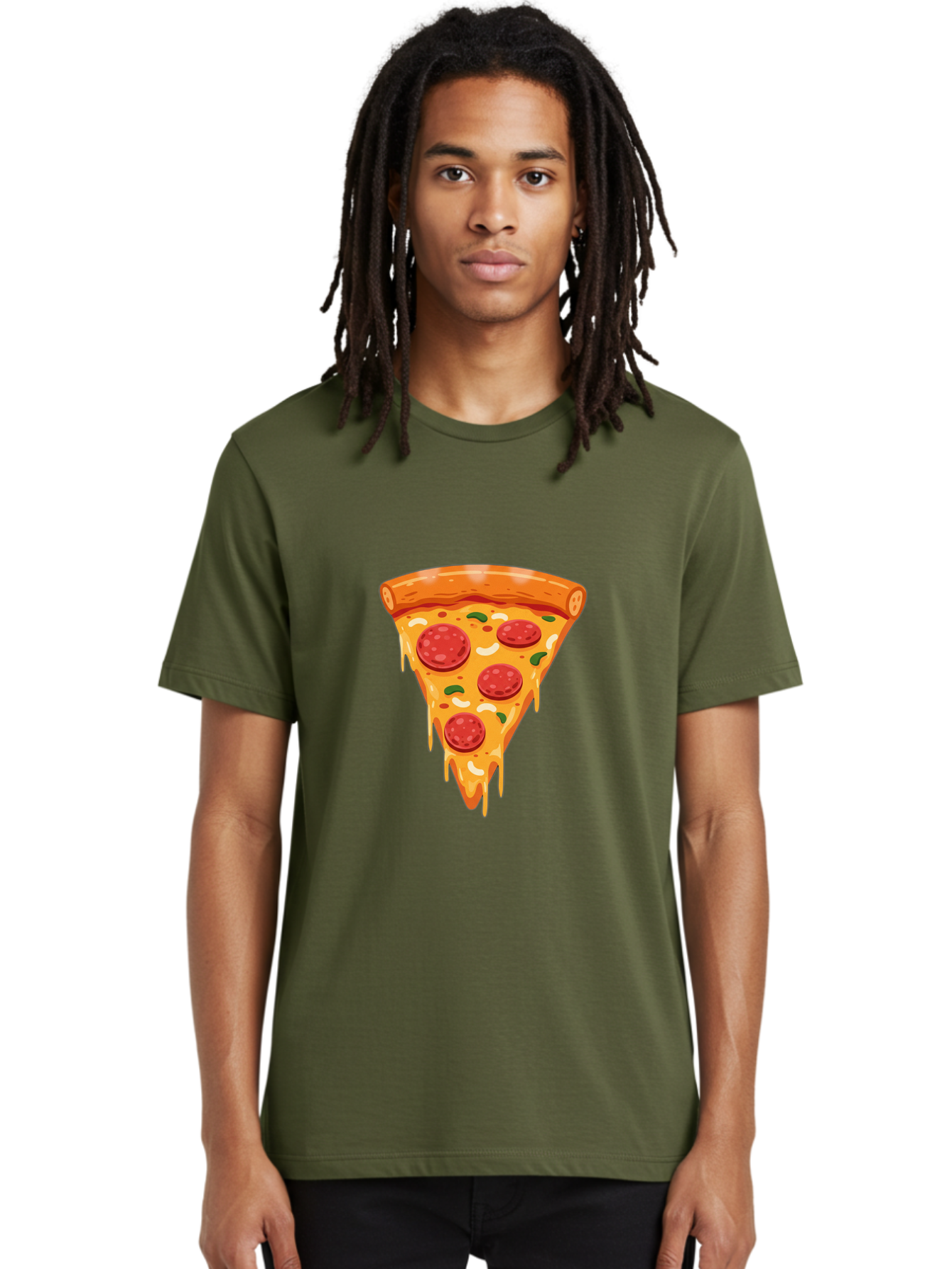 Pepperoni-Pizza-Slice-12 Men'S Graphic Tee, 100% Cotton, Comfortable Casual Summer Wear, Machine Washable, Pepperoni Pizza, Pizza Slice, Cheesy Goodness, Melted Mozzarella, Savory Toppings, Italian Cuisine, Delicious Food, Tasty Treat, Bac222