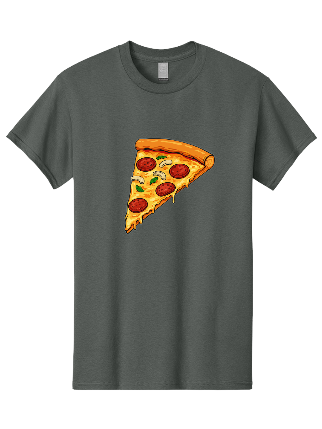 Pepperoni-Pizza-Slice-13 Men'S Graphic Tee, 100% Cotton, Comfortable Casual Summer Wear, Machine Washable, Cheesy Pizza Slice, Pepperoni Pizza, Melting Cheese, Crusty Edge, Fresh Basil Leaves, Savory Toppings, Italian Cuisine, Delicious Food, Bac223