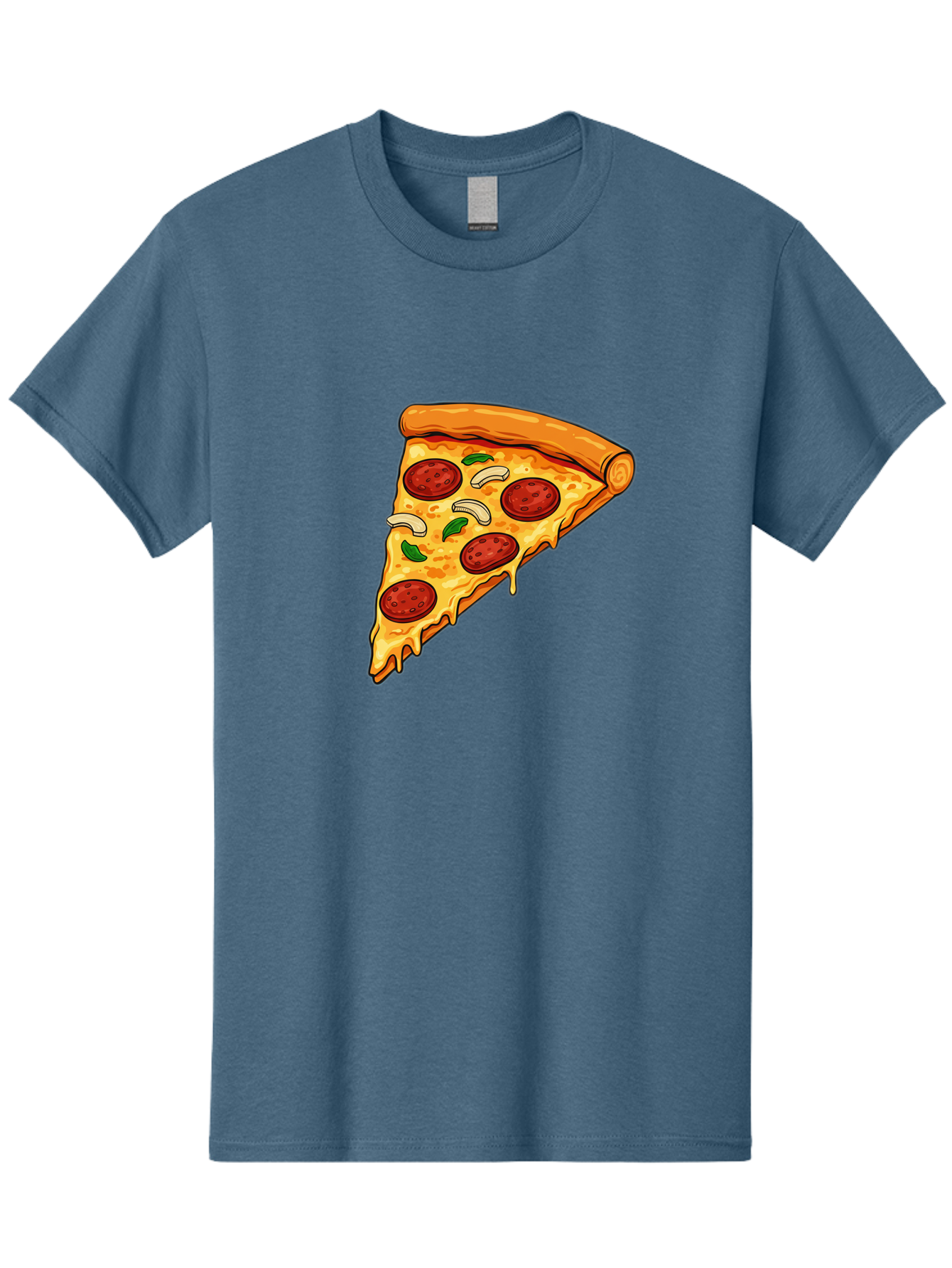 Pepperoni-Pizza-Slice-13 Men'S Graphic Tee, 100% Cotton, Comfortable Casual Summer Wear, Machine Washable, Cheesy Pizza Slice, Pepperoni Pizza, Melting Cheese, Crusty Edge, Fresh Basil Leaves, Savory Toppings, Italian Cuisine, Delicious Food, Bac223