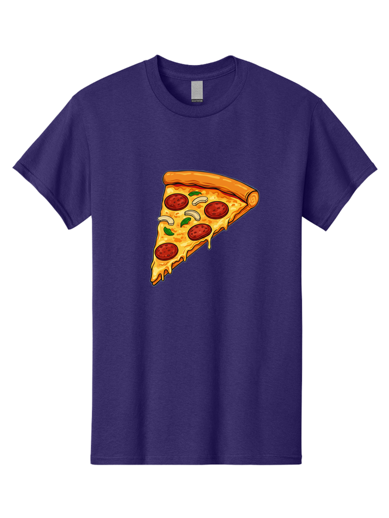 Pepperoni-Pizza-Slice-13 Men'S Graphic Tee, 100% Cotton, Comfortable Casual Summer Wear, Machine Washable, Cheesy Pizza Slice, Pepperoni Pizza, Melting Cheese, Crusty Edge, Fresh Basil Leaves, Savory Toppings, Italian Cuisine, Delicious Food, Bac223