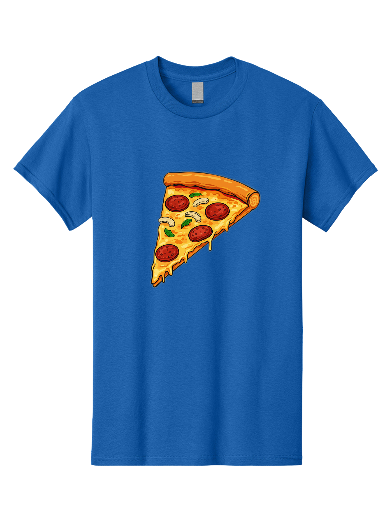Pepperoni-Pizza-Slice-13 Men'S Graphic Tee, 100% Cotton, Comfortable Casual Summer Wear, Machine Washable, Cheesy Pizza Slice, Pepperoni Pizza, Melting Cheese, Crusty Edge, Fresh Basil Leaves, Savory Toppings, Italian Cuisine, Delicious Food, Bac223