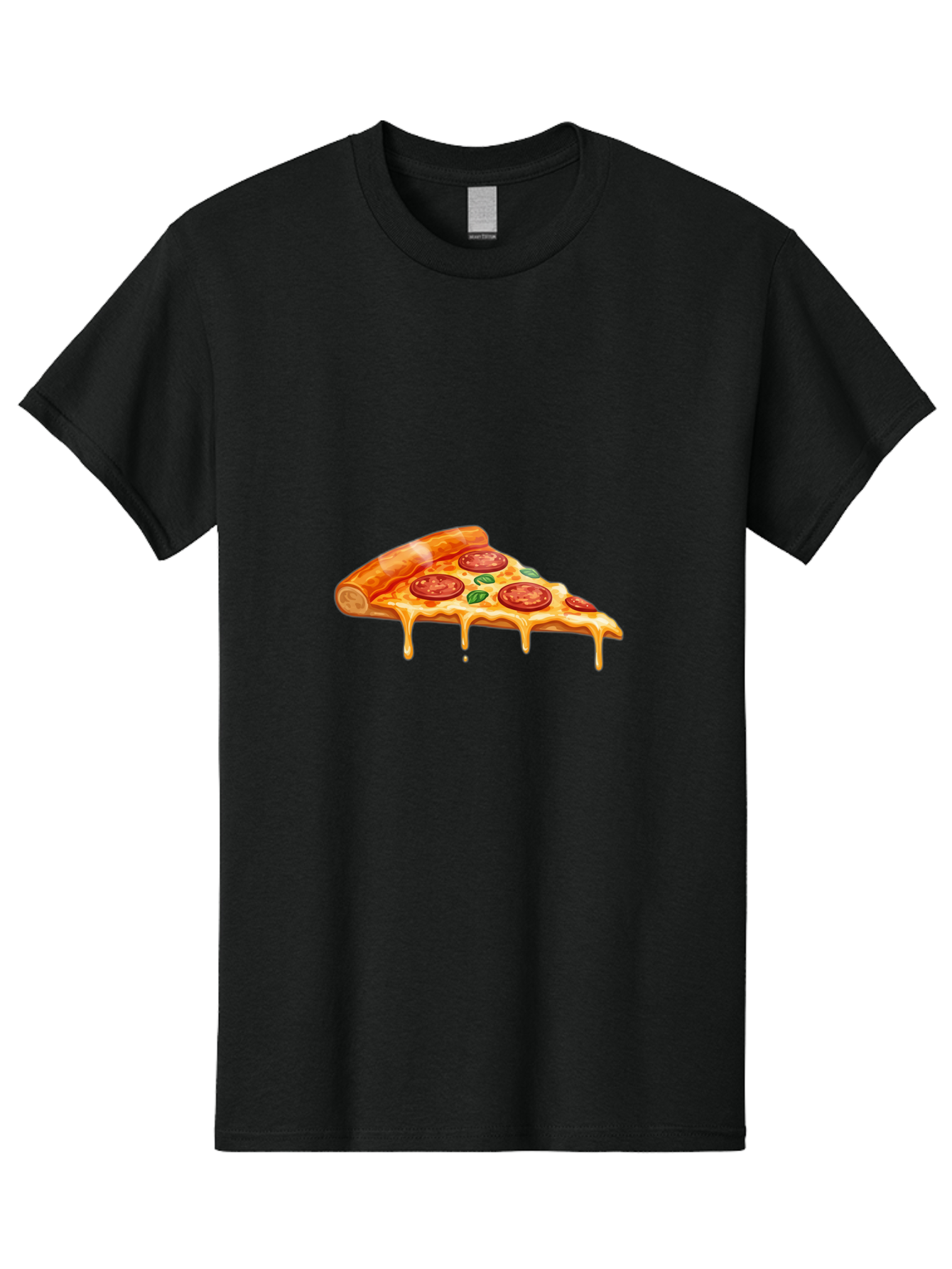 Pepperoni-Pizza-Slice-14 Men'S Graphic Tee, 100% Cotton, Comfortable Casual Summer Wear, Machine Washable, Cheesy Pepperoni Pizza, Melted Mozzarella, Spicy Pepperoni Slices, Fresh Basil Leaves, Italian Cuisine, Pizza Lover, Foodie Delight, Bac224