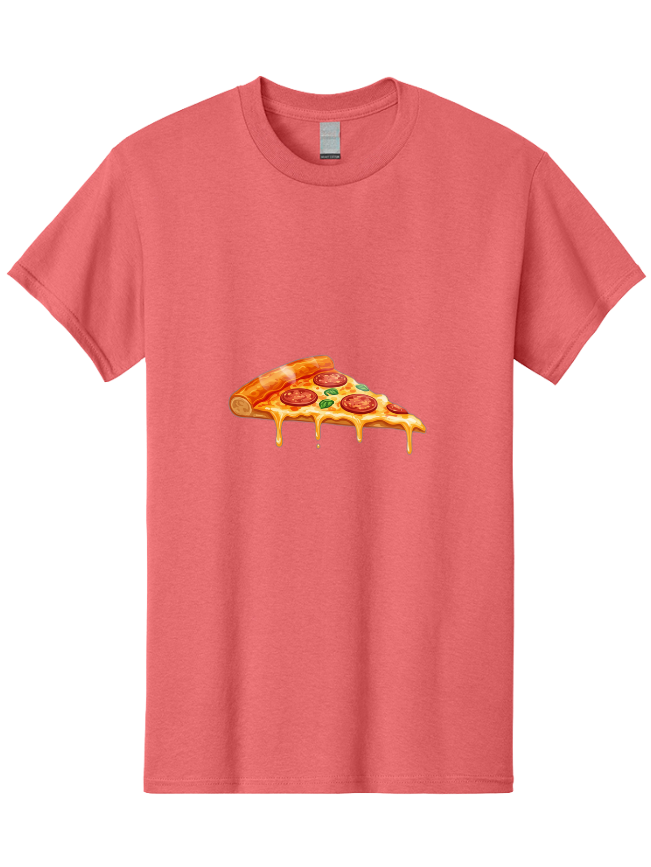 Pepperoni-Pizza-Slice-14 Men'S Graphic Tee, 100% Cotton, Comfortable Casual Summer Wear, Machine Washable, Cheesy Pepperoni Pizza, Melted Mozzarella, Spicy Pepperoni Slices, Fresh Basil Leaves, Italian Cuisine, Pizza Lover, Foodie Delight, Bac224