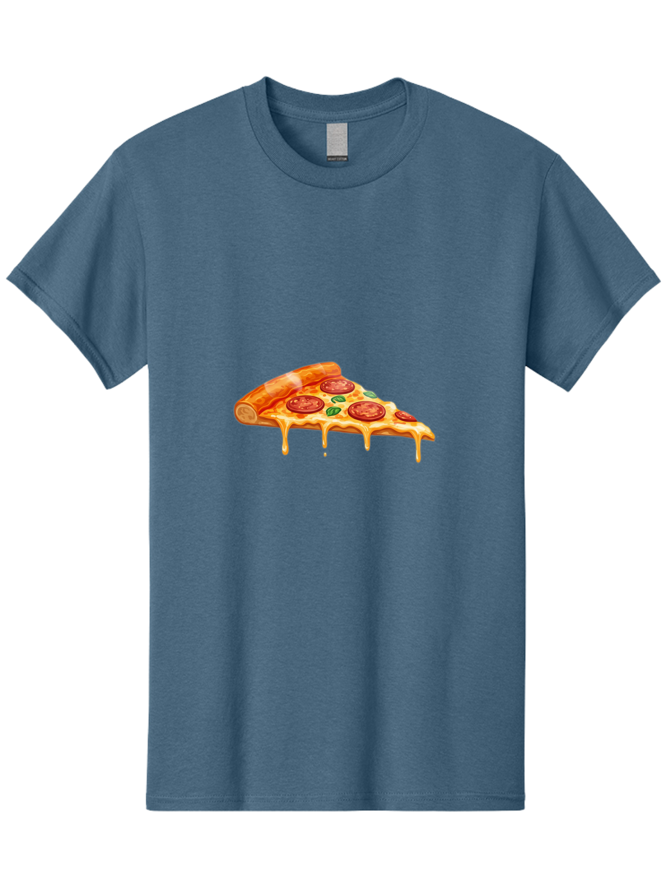 Pepperoni-Pizza-Slice-14 Men'S Graphic Tee, 100% Cotton, Comfortable Casual Summer Wear, Machine Washable, Cheesy Pepperoni Pizza, Melted Mozzarella, Spicy Pepperoni Slices, Fresh Basil Leaves, Italian Cuisine, Pizza Lover, Foodie Delight, Bac224
