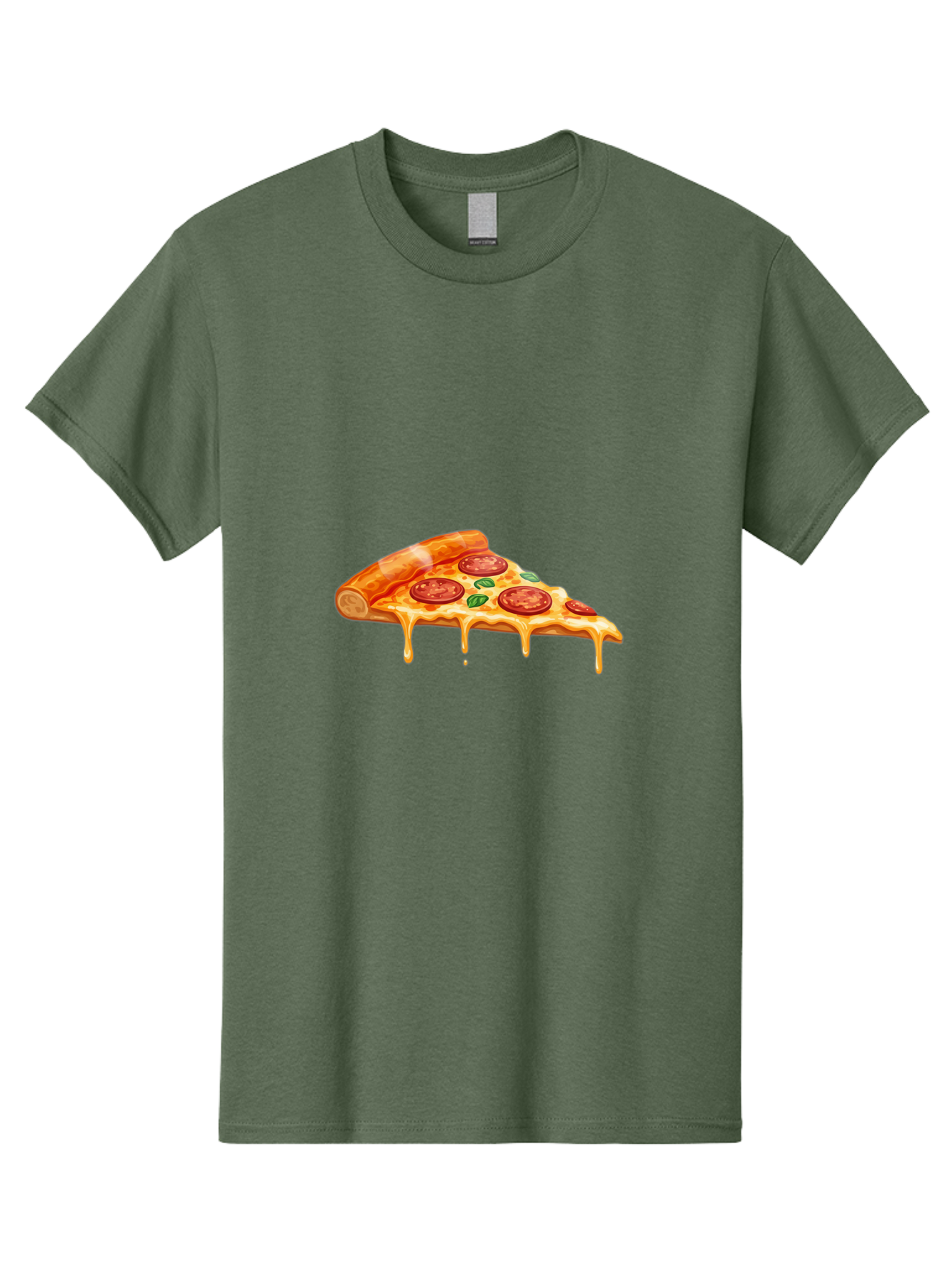 Pepperoni-Pizza-Slice-14 Men'S Graphic Tee, 100% Cotton, Comfortable Casual Summer Wear, Machine Washable, Cheesy Pepperoni Pizza, Melted Mozzarella, Spicy Pepperoni Slices, Fresh Basil Leaves, Italian Cuisine, Pizza Lover, Foodie Delight, Bac224
