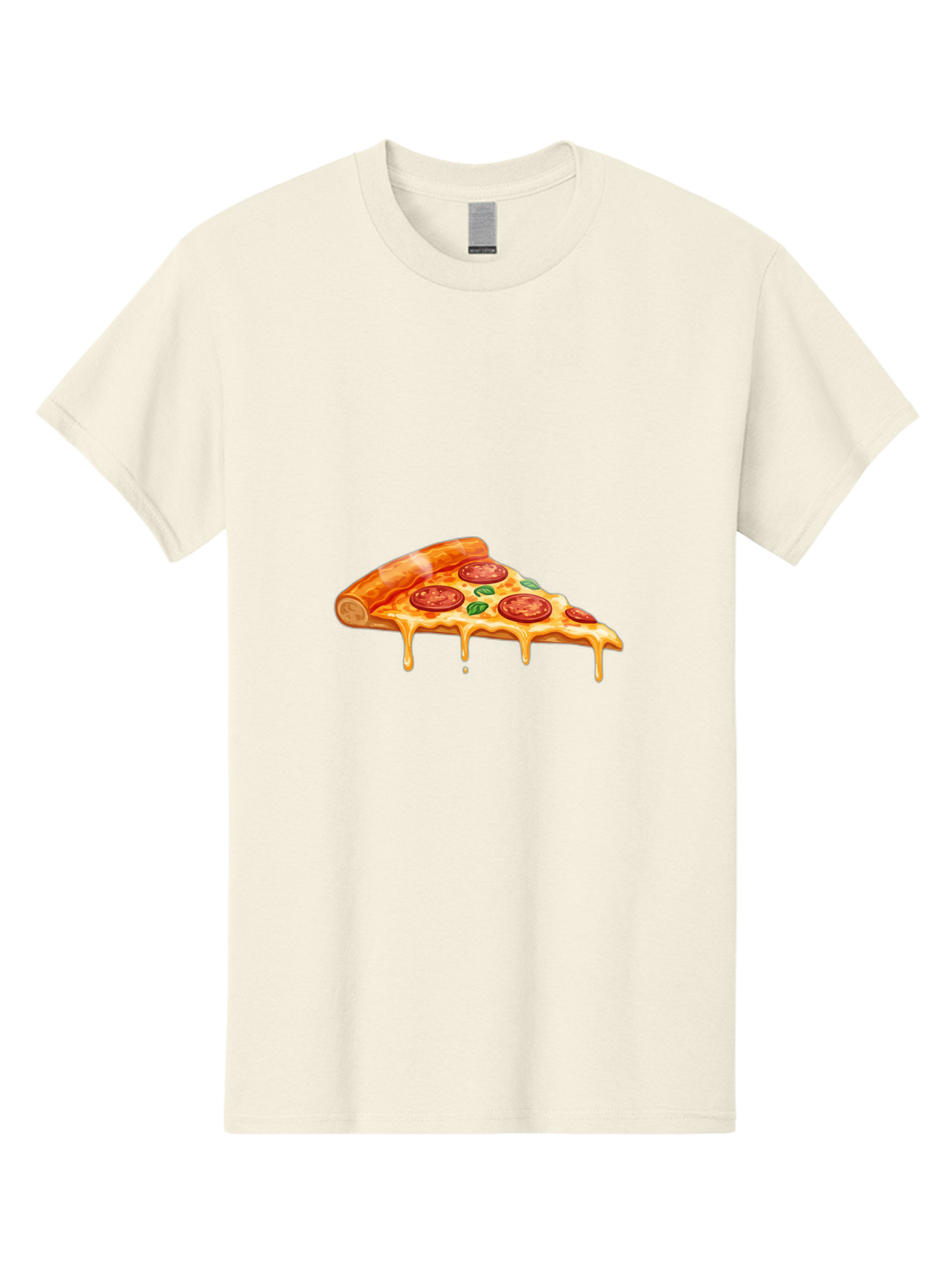 Pepperoni-Pizza-Slice-14 Men'S Graphic Tee, 100% Cotton, Comfortable Casual Summer Wear, Machine Washable, Cheesy Pepperoni Pizza, Melted Mozzarella, Spicy Pepperoni Slices, Fresh Basil Leaves, Italian Cuisine, Pizza Lover, Foodie Delight, Bac224