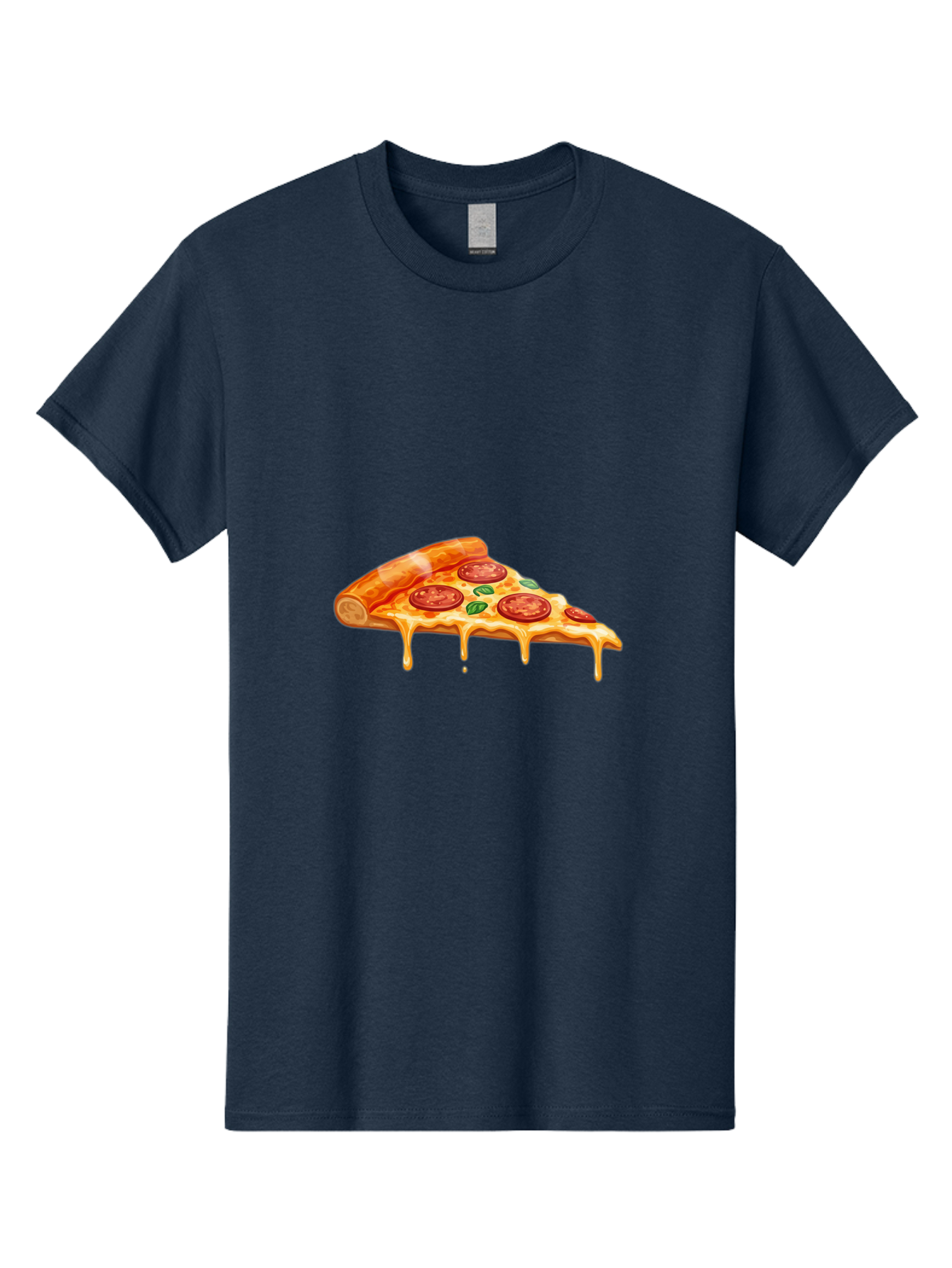 Pepperoni-Pizza-Slice-14 Men'S Graphic Tee, 100% Cotton, Comfortable Casual Summer Wear, Machine Washable, Cheesy Pepperoni Pizza, Melted Mozzarella, Spicy Pepperoni Slices, Fresh Basil Leaves, Italian Cuisine, Pizza Lover, Foodie Delight, Bac224