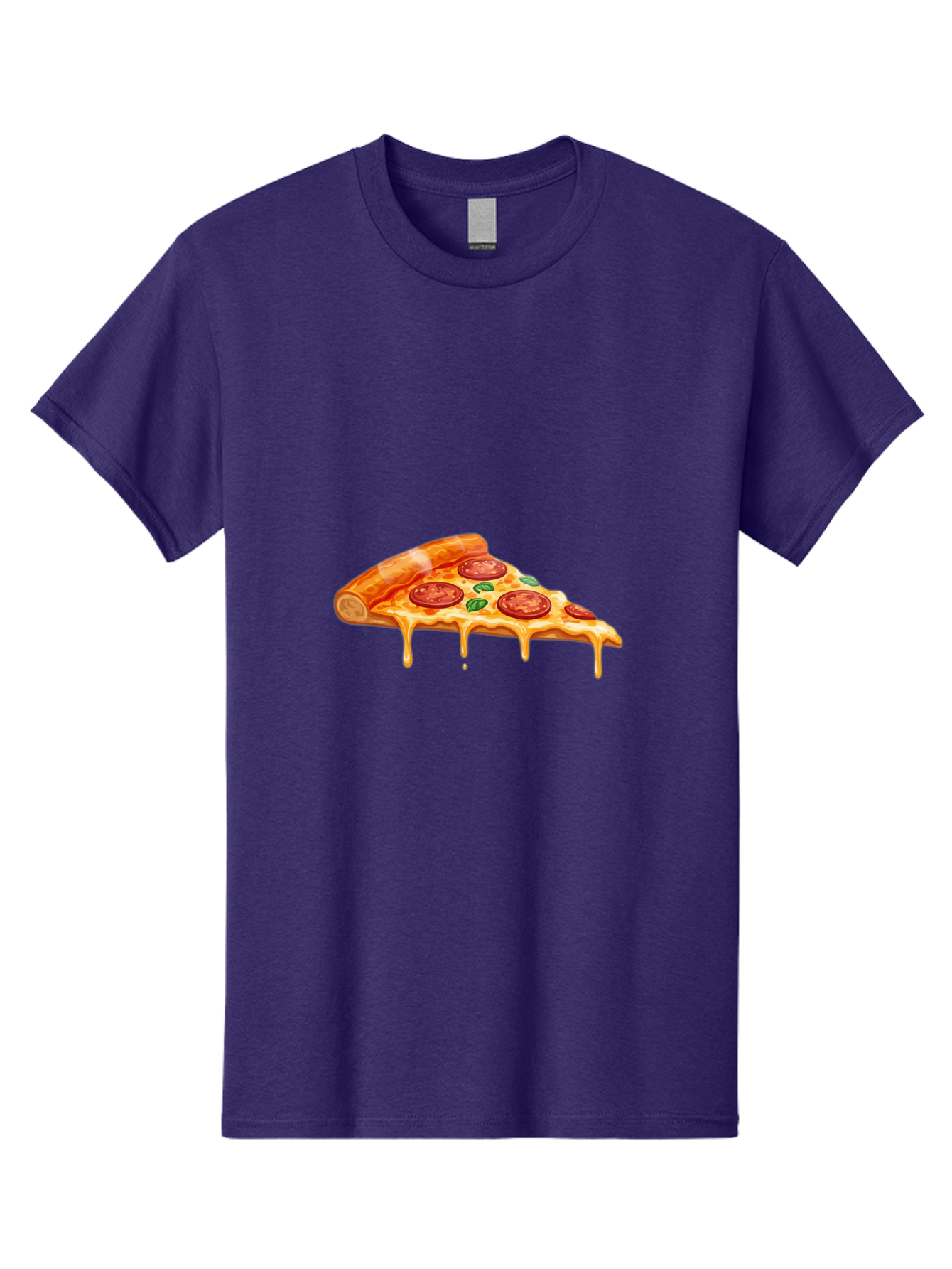 Pepperoni-Pizza-Slice-14 Men'S Graphic Tee, 100% Cotton, Comfortable Casual Summer Wear, Machine Washable, Cheesy Pepperoni Pizza, Melted Mozzarella, Spicy Pepperoni Slices, Fresh Basil Leaves, Italian Cuisine, Pizza Lover, Foodie Delight, Bac224