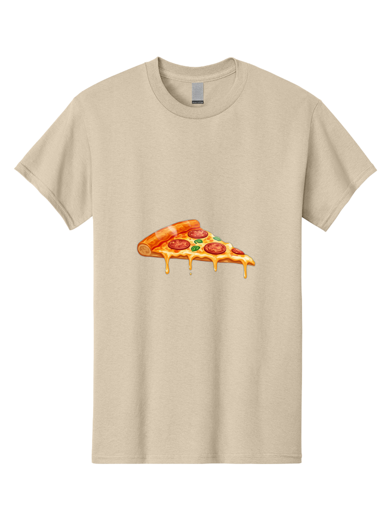 Pepperoni-Pizza-Slice-14 Men'S Graphic Tee, 100% Cotton, Comfortable Casual Summer Wear, Machine Washable, Cheesy Pepperoni Pizza, Melted Mozzarella, Spicy Pepperoni Slices, Fresh Basil Leaves, Italian Cuisine, Pizza Lover, Foodie Delight, Bac224