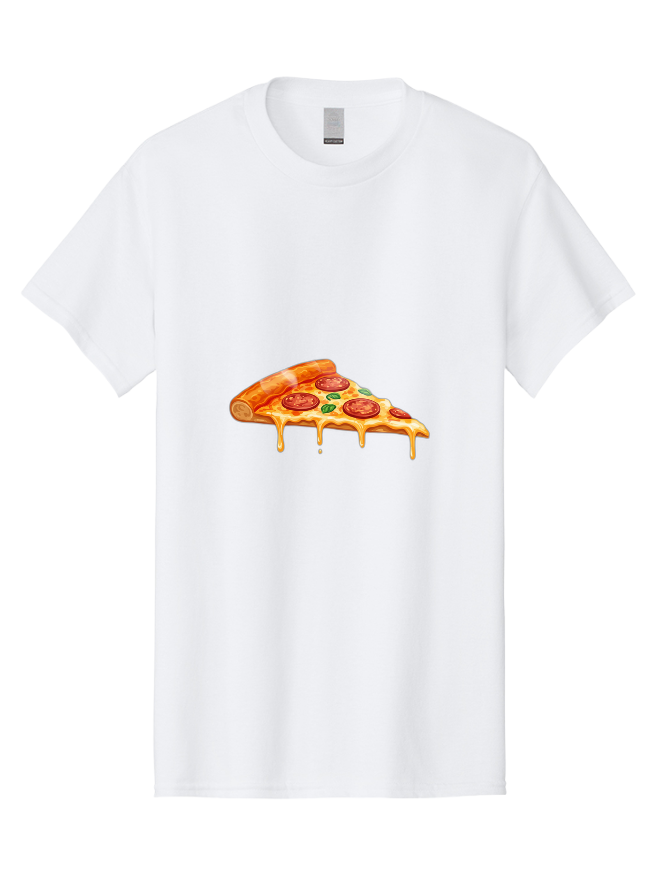 Pepperoni-Pizza-Slice-14 Men'S Graphic Tee, 100% Cotton, Comfortable Casual Summer Wear, Machine Washable, Cheesy Pepperoni Pizza, Melted Mozzarella, Spicy Pepperoni Slices, Fresh Basil Leaves, Italian Cuisine, Pizza Lover, Foodie Delight, Bac224