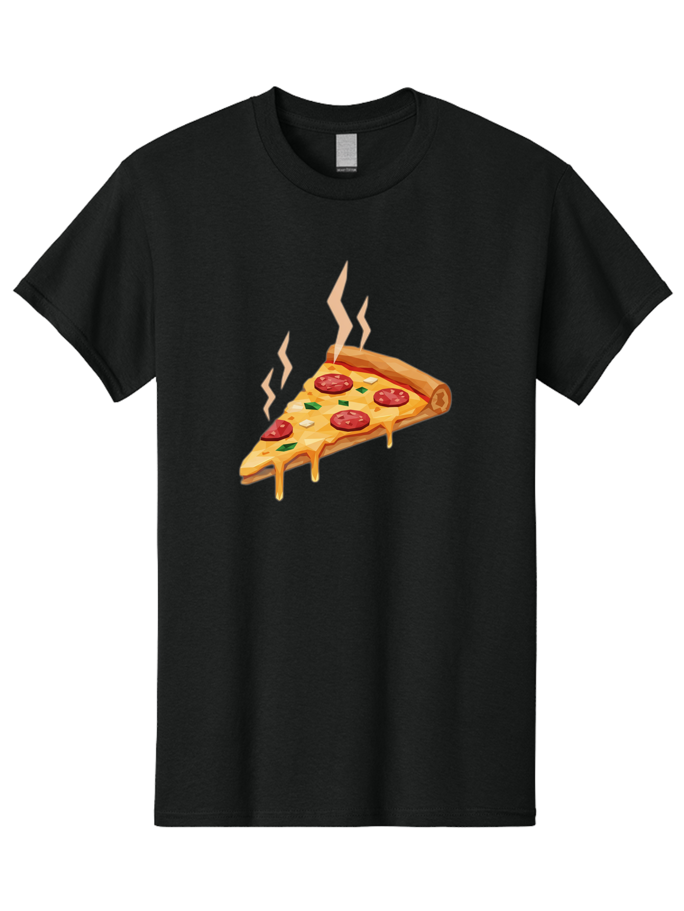 Pepperoni-Pizza-Slice-15 Men'S Graphic Tee, 100% Cotton, Comfortable Casual Summer Wear, Machine Washable, Pepperoni Pizza Slice, Melting Cheese, Green Peppers, Mozzarella, Hot, Fresh, Savory, Italian Cuisine, Melted Mozzarella, Gooey Cheese, Bac225