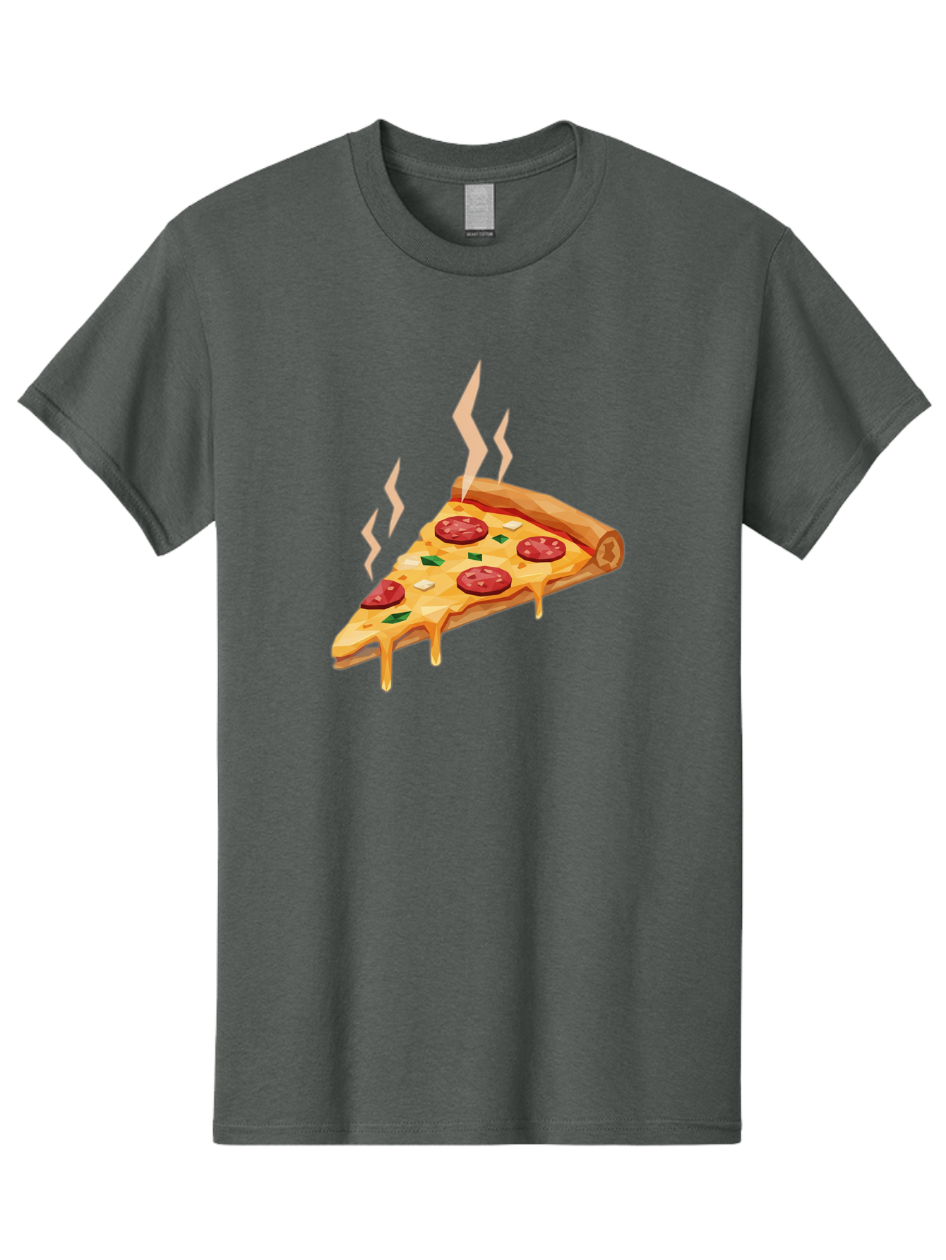 Pepperoni-Pizza-Slice-15 Men'S Graphic Tee, 100% Cotton, Comfortable Casual Summer Wear, Machine Washable, Pepperoni Pizza Slice, Melting Cheese, Green Peppers, Mozzarella, Hot, Fresh, Savory, Italian Cuisine, Melted Mozzarella, Gooey Cheese, Bac225