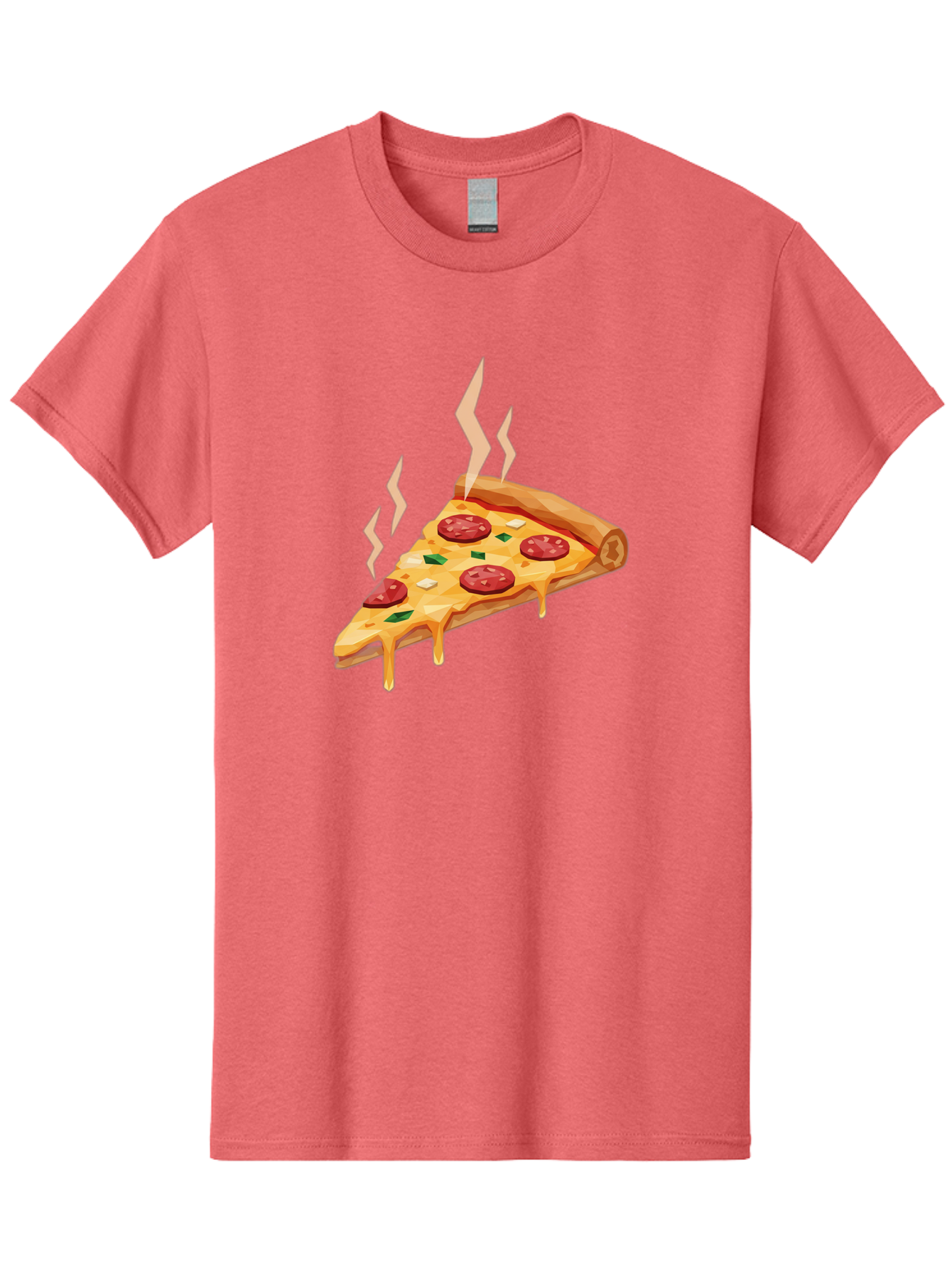 Pepperoni-Pizza-Slice-15 Men'S Graphic Tee, 100% Cotton, Comfortable Casual Summer Wear, Machine Washable, Pepperoni Pizza Slice, Melting Cheese, Green Peppers, Mozzarella, Hot, Fresh, Savory, Italian Cuisine, Melted Mozzarella, Gooey Cheese, Bac225