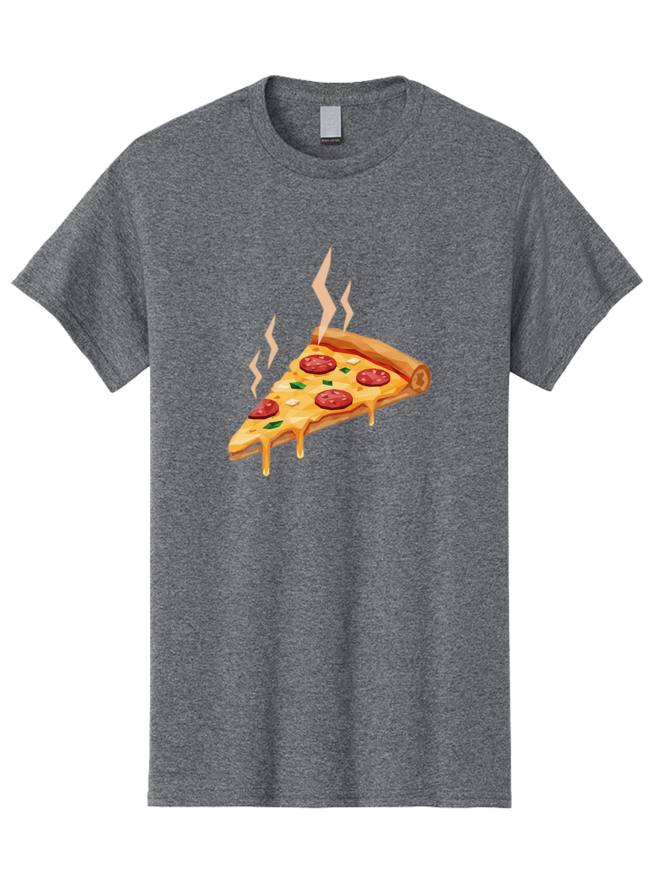 Pepperoni-Pizza-Slice-15 Men'S Graphic Tee, 100% Cotton, Comfortable Casual Summer Wear, Machine Washable, Pepperoni Pizza Slice, Melting Cheese, Green Peppers, Mozzarella, Hot, Fresh, Savory, Italian Cuisine, Melted Mozzarella, Gooey Cheese, Bac225