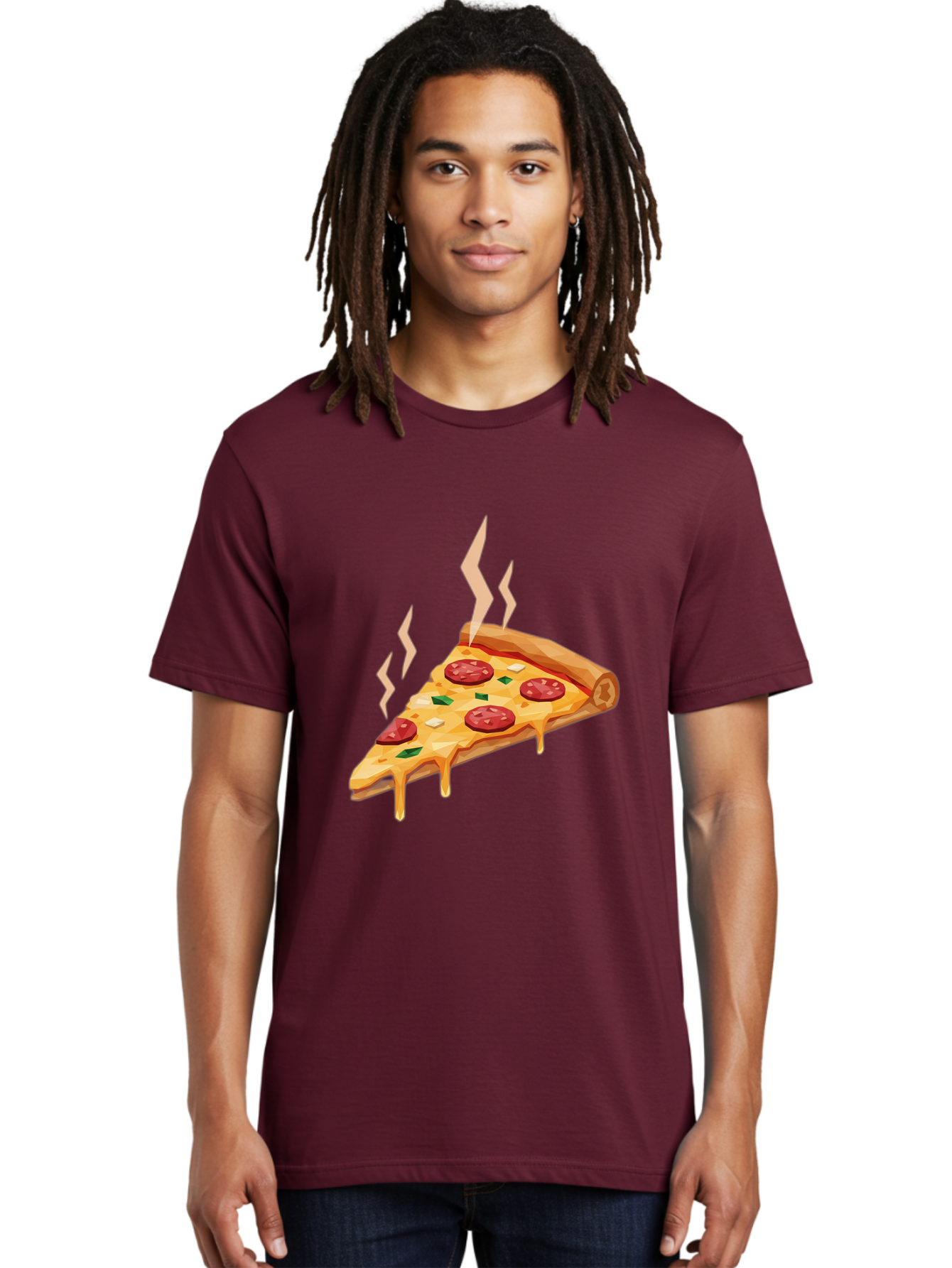 Pepperoni-Pizza-Slice-15 Men'S Graphic Tee, 100% Cotton, Comfortable Casual Summer Wear, Machine Washable, Pepperoni Pizza Slice, Melting Cheese, Green Peppers, Mozzarella, Hot, Fresh, Savory, Italian Cuisine, Melted Mozzarella, Gooey Cheese, Bac225