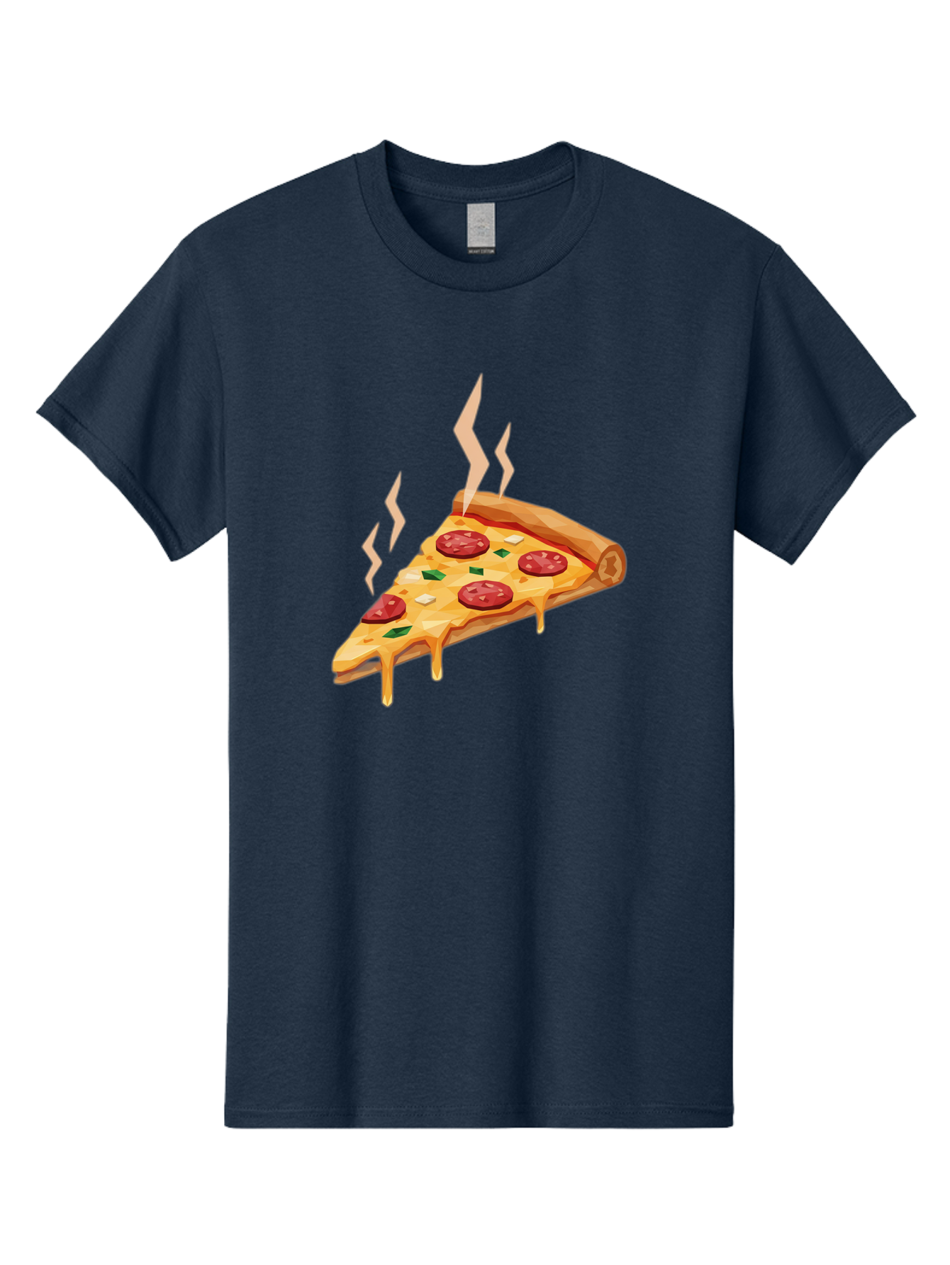 Pepperoni-Pizza-Slice-15 Men'S Graphic Tee, 100% Cotton, Comfortable Casual Summer Wear, Machine Washable, Pepperoni Pizza Slice, Melting Cheese, Green Peppers, Mozzarella, Hot, Fresh, Savory, Italian Cuisine, Melted Mozzarella, Gooey Cheese, Bac225
