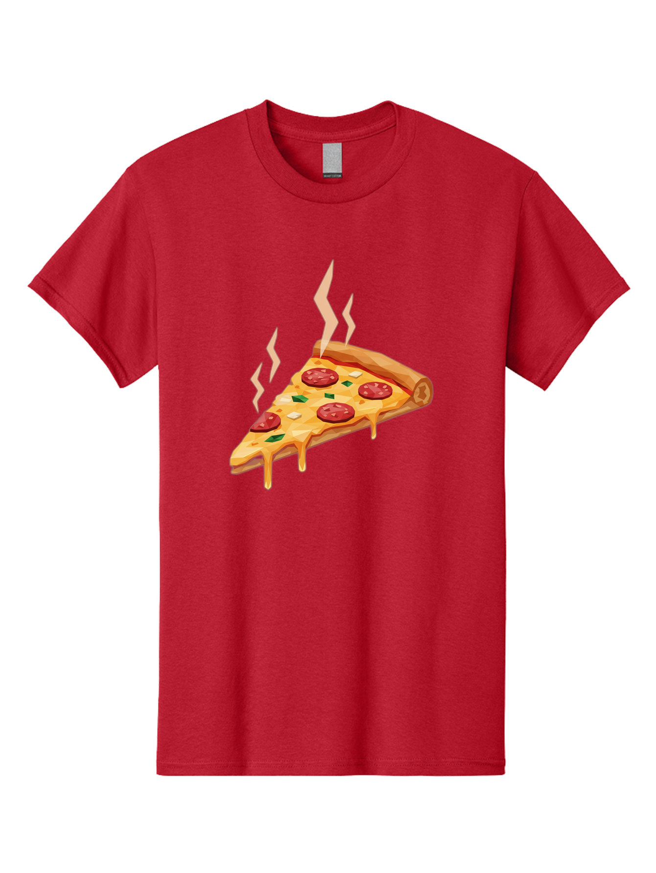 Pepperoni-Pizza-Slice-15 Men'S Graphic Tee, 100% Cotton, Comfortable Casual Summer Wear, Machine Washable, Pepperoni Pizza Slice, Melting Cheese, Green Peppers, Mozzarella, Hot, Fresh, Savory, Italian Cuisine, Melted Mozzarella, Gooey Cheese, Bac225