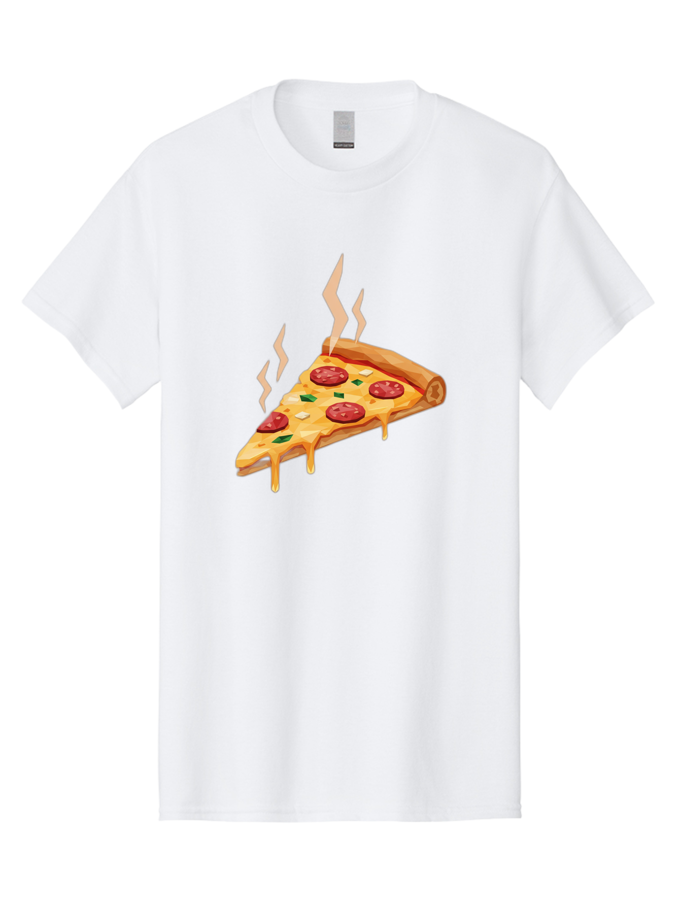 Pepperoni-Pizza-Slice-15 Men'S Graphic Tee, 100% Cotton, Comfortable Casual Summer Wear, Machine Washable, Pepperoni Pizza Slice, Melting Cheese, Green Peppers, Mozzarella, Hot, Fresh, Savory, Italian Cuisine, Melted Mozzarella, Gooey Cheese, Bac225