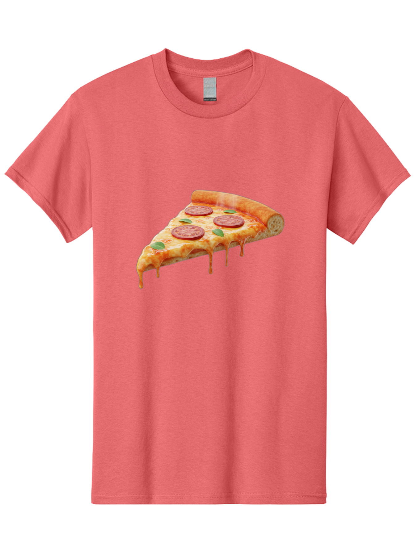 Pepperoni-Pizza-Slice-16 Men'S Graphic Tee, 100% Cotton, Comfortable Casual Summer Wear, Machine Washable, Pepperoni Pizza, Pizza Slice, Melting Cheese, Pepperoni Toppings, Basil Leaves, Italian Food, Savory Delight, Tasty Treat, Bac226