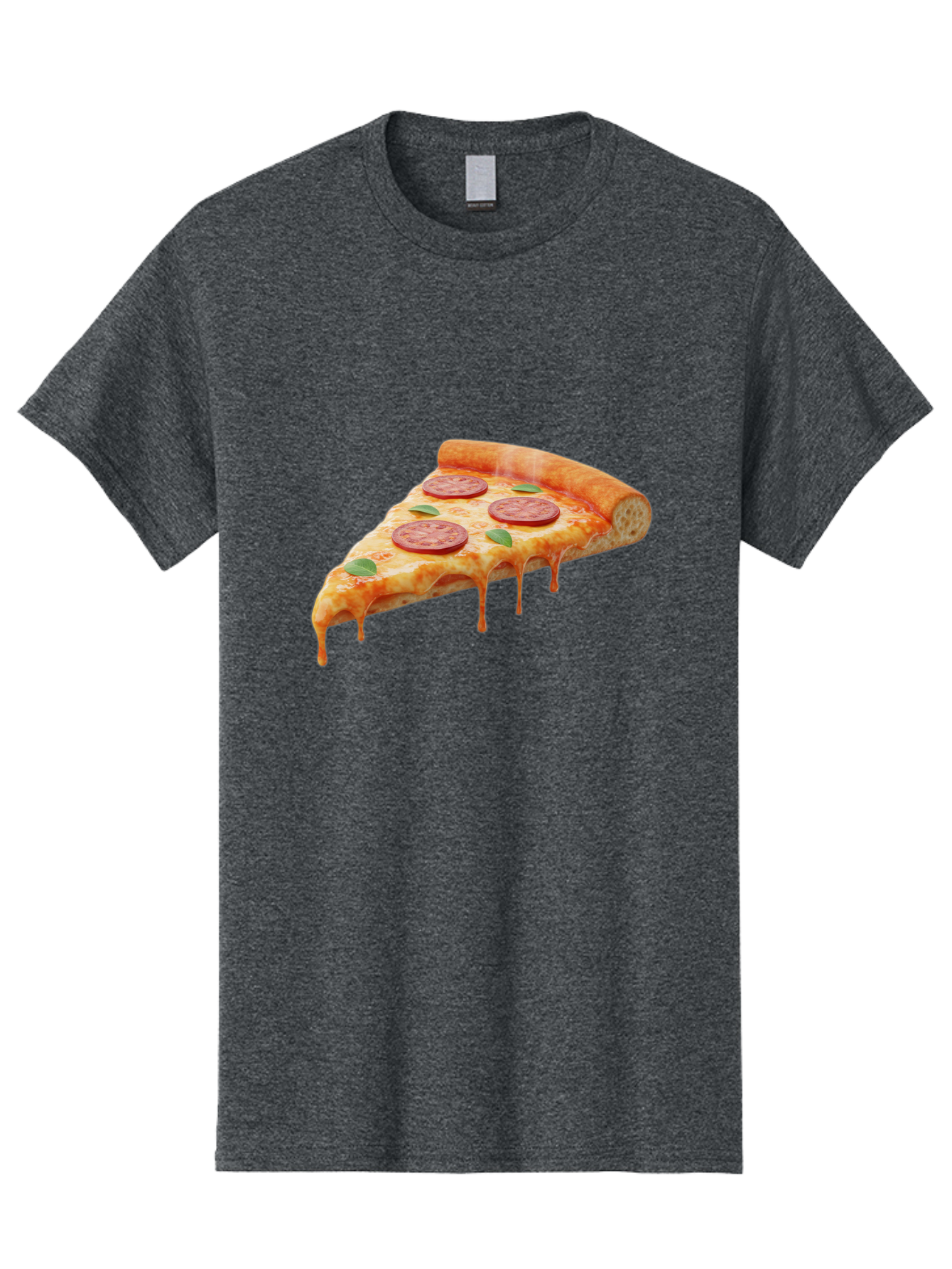 Pepperoni-Pizza-Slice-16 Men'S Graphic Tee, 100% Cotton, Comfortable Casual Summer Wear, Machine Washable, Pepperoni Pizza, Pizza Slice, Melting Cheese, Pepperoni Toppings, Basil Leaves, Italian Food, Savory Delight, Tasty Treat, Bac226