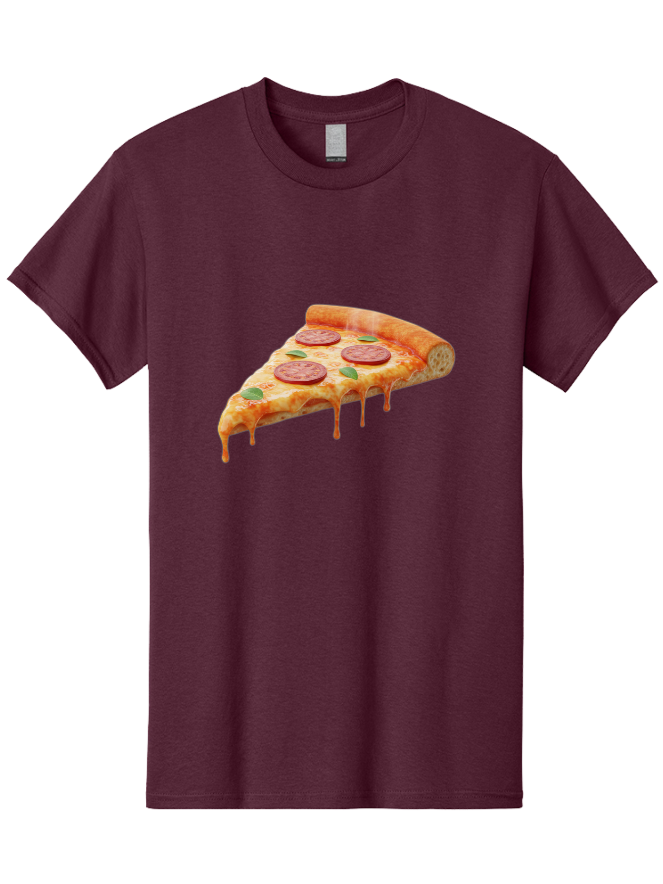 Pepperoni-Pizza-Slice-16 Men'S Graphic Tee, 100% Cotton, Comfortable Casual Summer Wear, Machine Washable, Pepperoni Pizza, Pizza Slice, Melting Cheese, Pepperoni Toppings, Basil Leaves, Italian Food, Savory Delight, Tasty Treat, Bac226