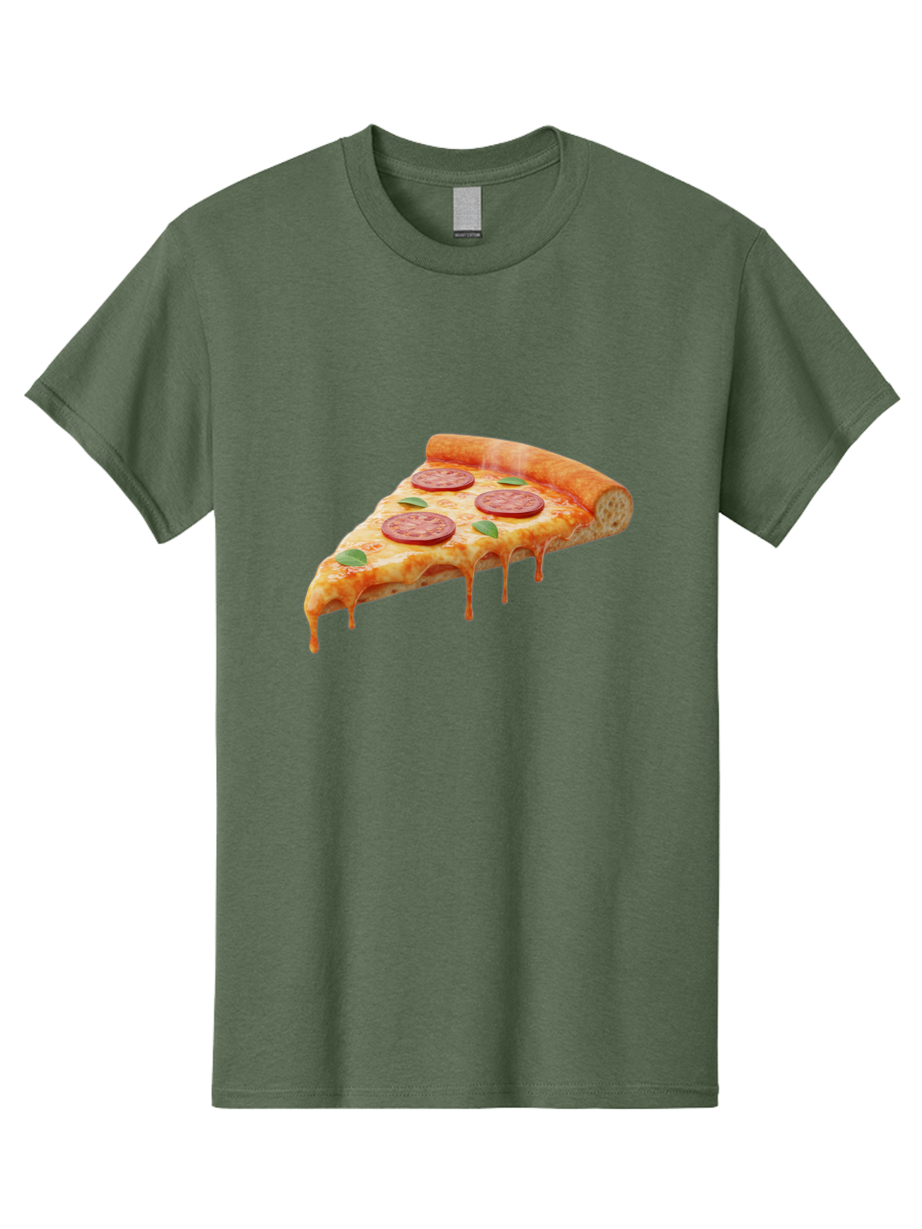 Pepperoni-Pizza-Slice-16 Men'S Graphic Tee, 100% Cotton, Comfortable Casual Summer Wear, Machine Washable, Pepperoni Pizza, Pizza Slice, Melting Cheese, Pepperoni Toppings, Basil Leaves, Italian Food, Savory Delight, Tasty Treat, Bac226