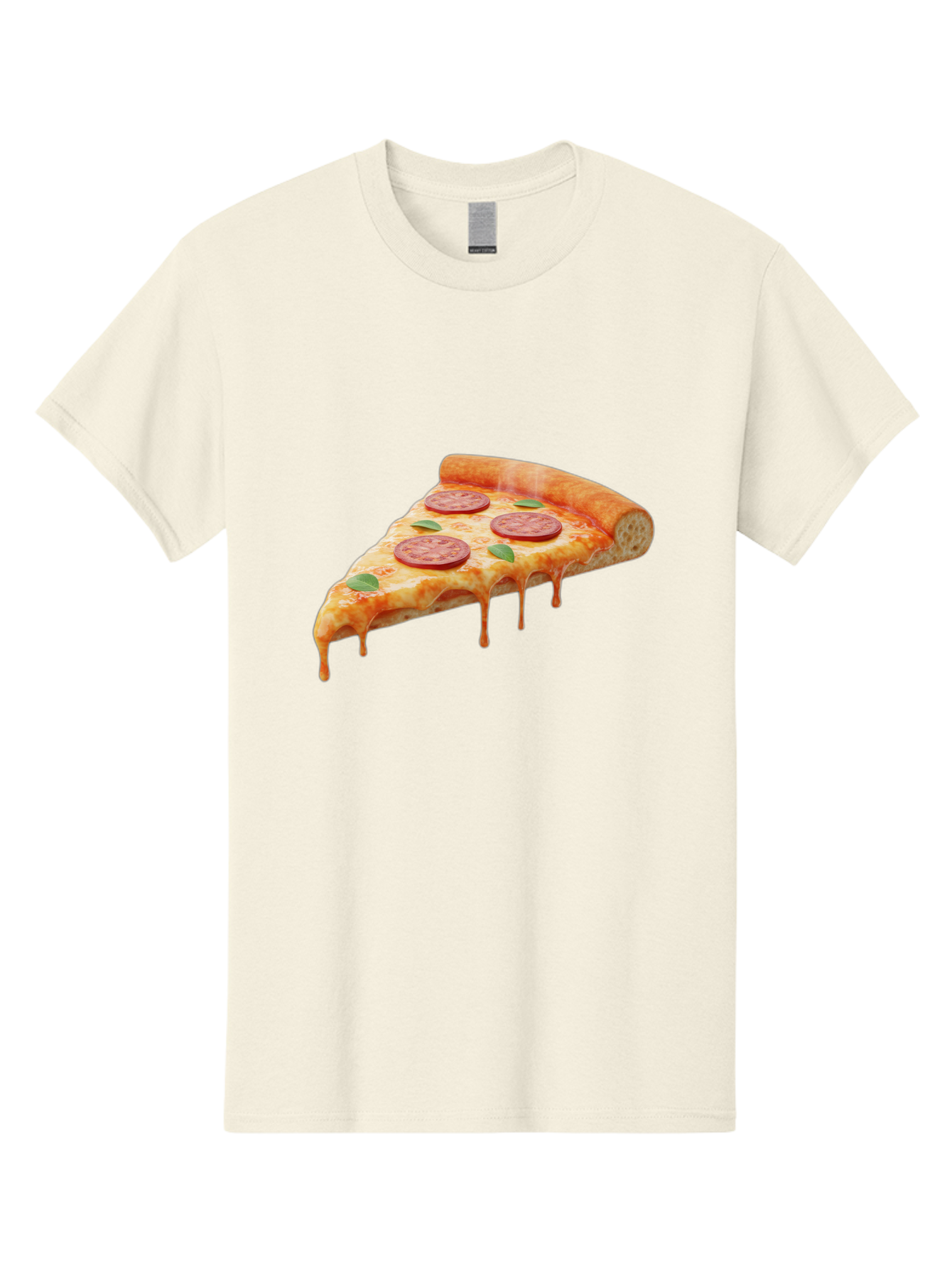 Pepperoni-Pizza-Slice-16 Men'S Graphic Tee, 100% Cotton, Comfortable Casual Summer Wear, Machine Washable, Pepperoni Pizza, Pizza Slice, Melting Cheese, Pepperoni Toppings, Basil Leaves, Italian Food, Savory Delight, Tasty Treat, Bac226