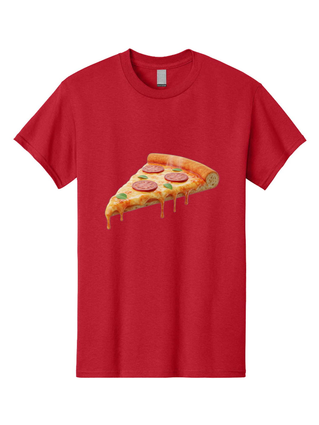 Pepperoni-Pizza-Slice-16 Men'S Graphic Tee, 100% Cotton, Comfortable Casual Summer Wear, Machine Washable, Pepperoni Pizza, Pizza Slice, Melting Cheese, Pepperoni Toppings, Basil Leaves, Italian Food, Savory Delight, Tasty Treat, Bac226