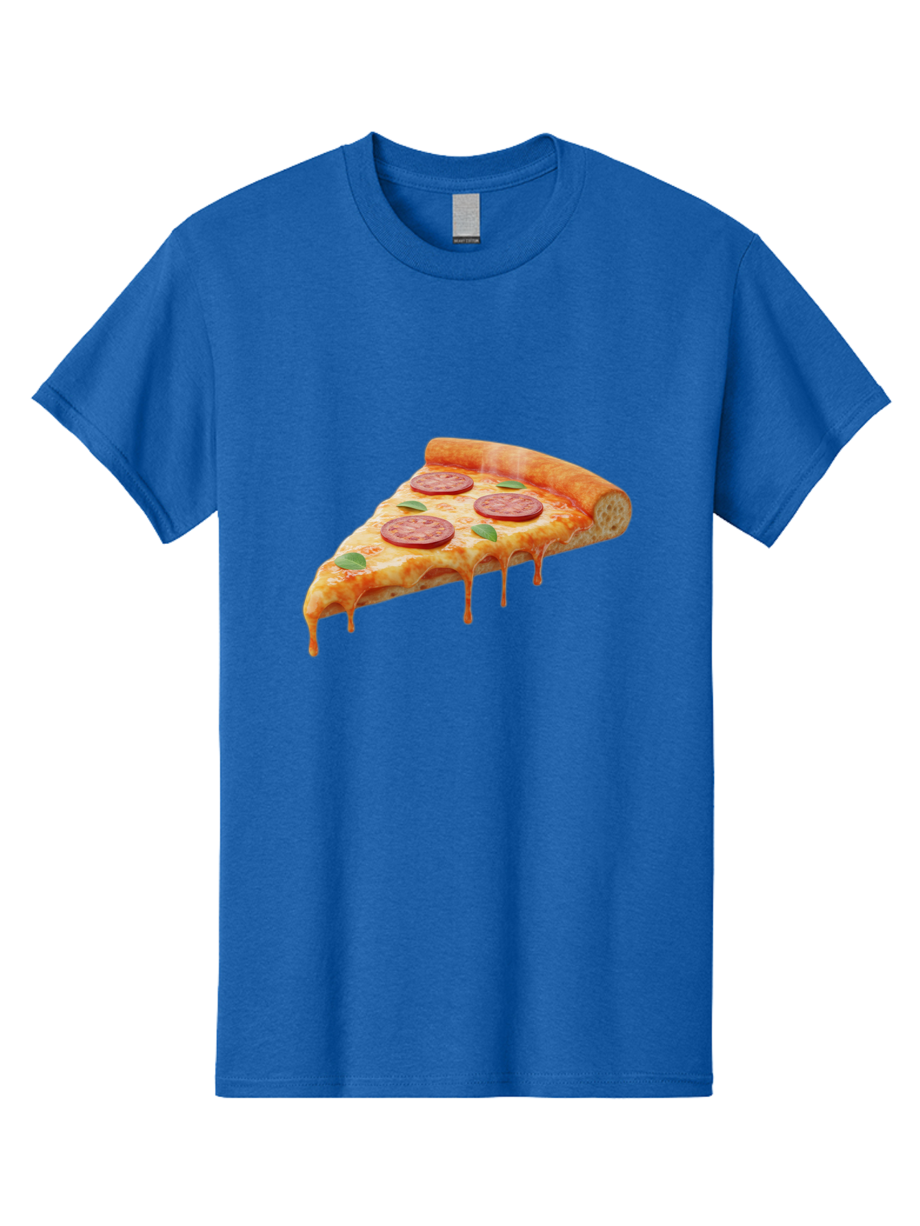 Pepperoni-Pizza-Slice-16 Men'S Graphic Tee, 100% Cotton, Comfortable Casual Summer Wear, Machine Washable, Pepperoni Pizza, Pizza Slice, Melting Cheese, Pepperoni Toppings, Basil Leaves, Italian Food, Savory Delight, Tasty Treat, Bac226