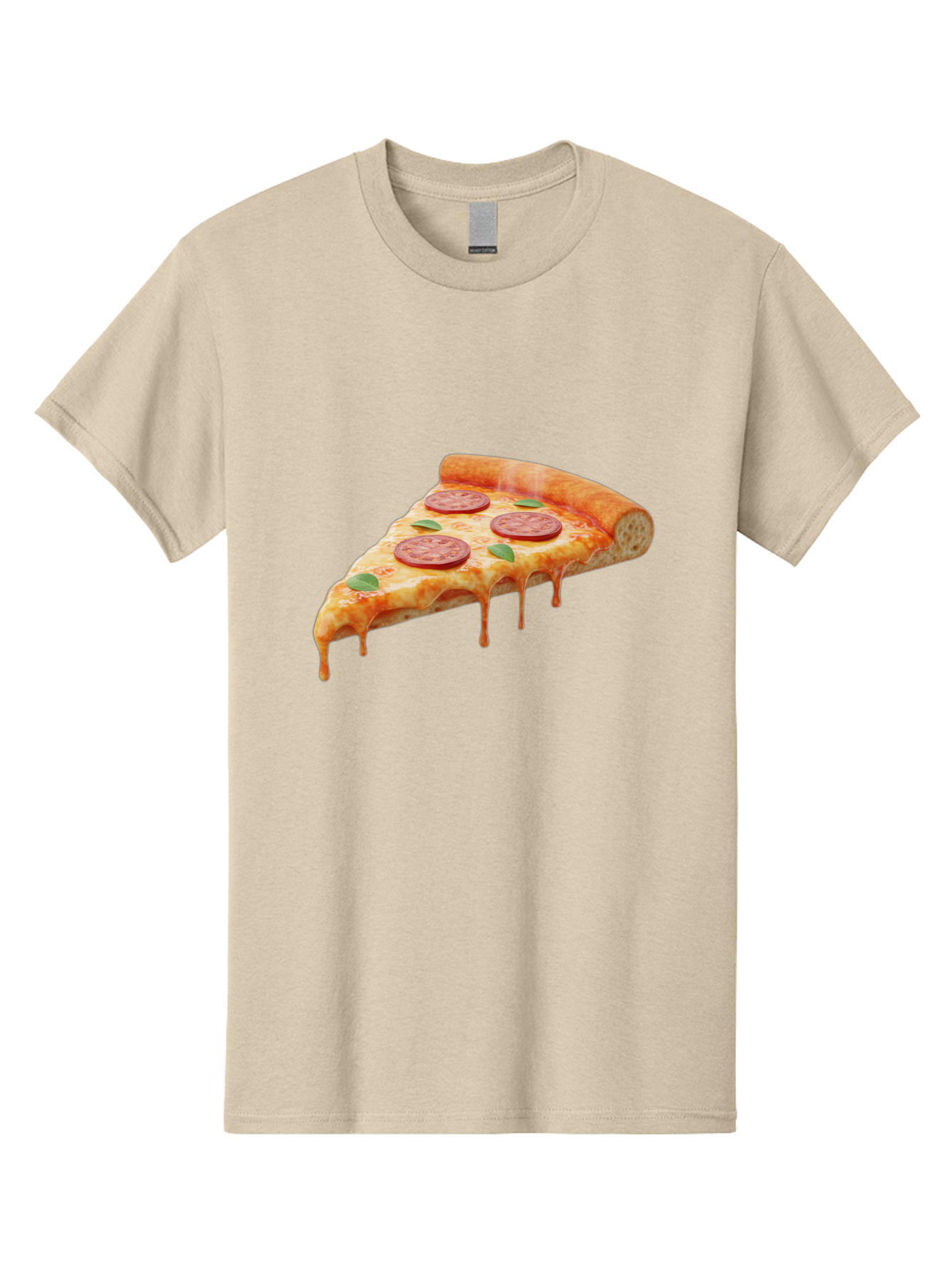 Pepperoni-Pizza-Slice-16 Men'S Graphic Tee, 100% Cotton, Comfortable Casual Summer Wear, Machine Washable, Pepperoni Pizza, Pizza Slice, Melting Cheese, Pepperoni Toppings, Basil Leaves, Italian Food, Savory Delight, Tasty Treat, Bac226