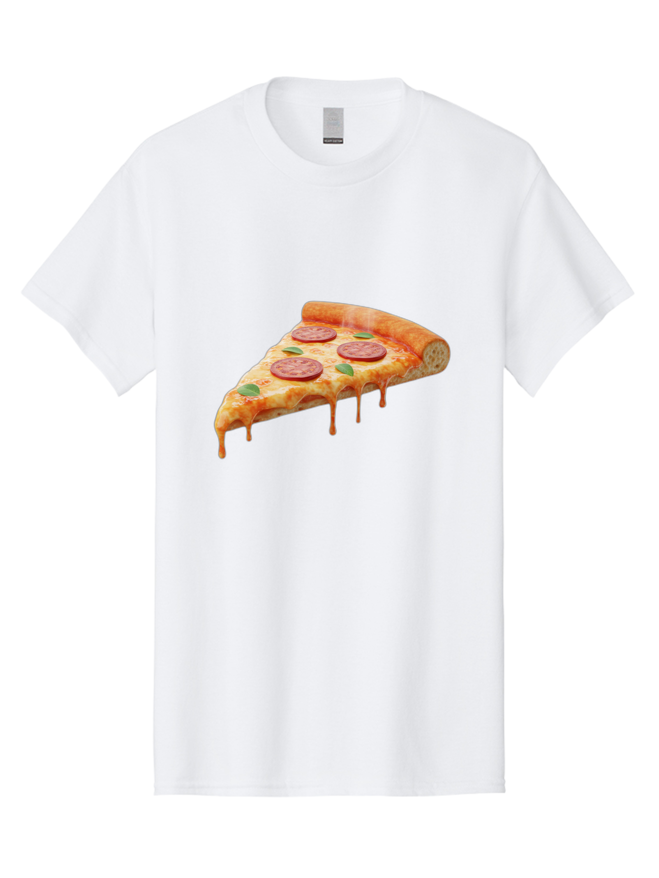 Pepperoni-Pizza-Slice-16 Men'S Graphic Tee, 100% Cotton, Comfortable Casual Summer Wear, Machine Washable, Pepperoni Pizza, Pizza Slice, Melting Cheese, Pepperoni Toppings, Basil Leaves, Italian Food, Savory Delight, Tasty Treat, Bac226
