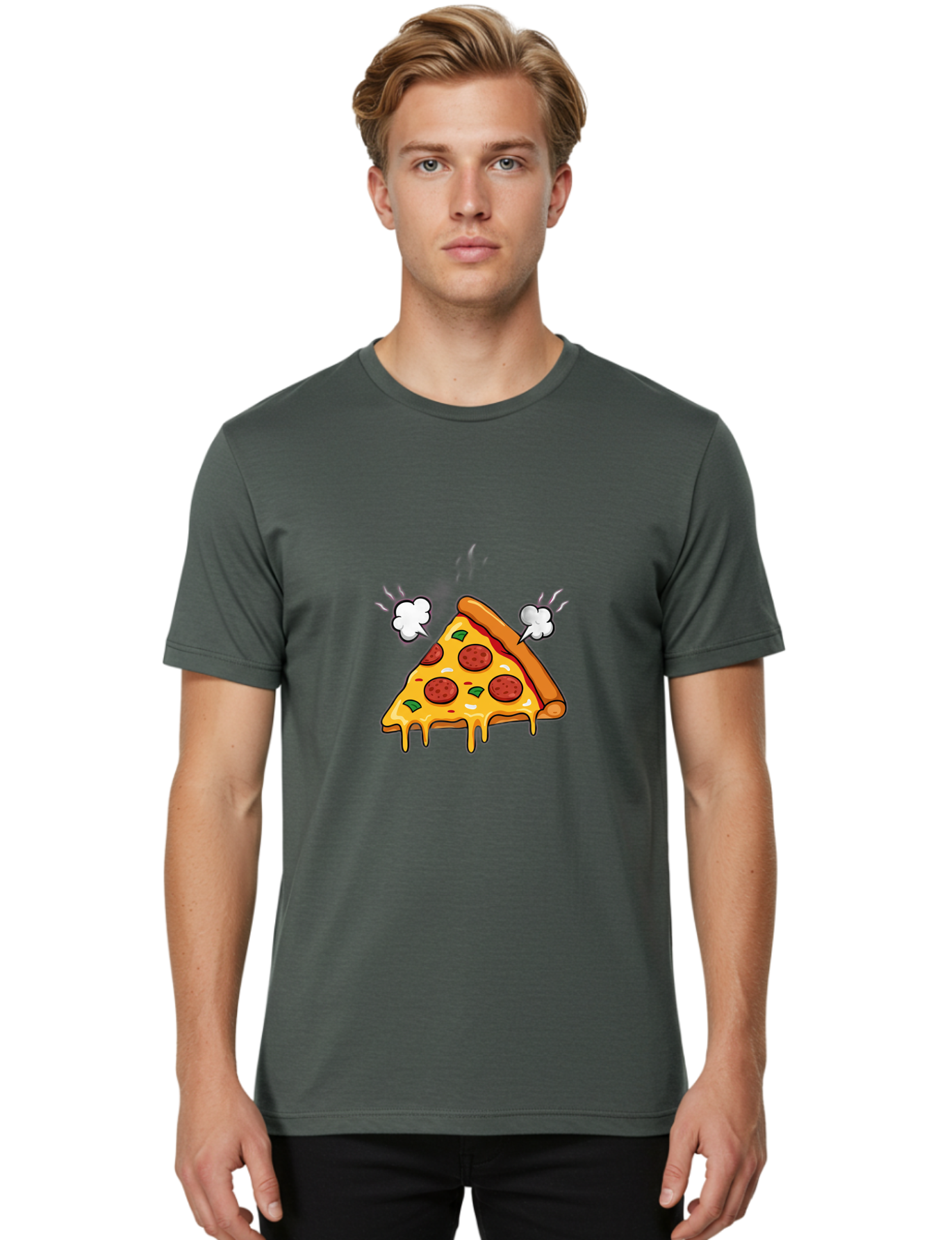 Pepperoni-Pizza-Slice-17 Men'S Graphic Tee, 100% Cotton, Comfortable Casual Summer Wear, Machine Washable, Pepperoni Pizza, Cheesy Goodness, Melted Cheese, Cartoon Food, Animated Pizza, Pizza Slice, Steaming Hot, Foodie Fun, Cartoon Style, Bac227