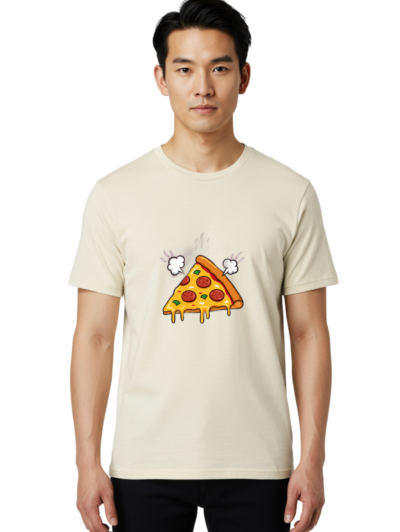 Pepperoni-Pizza-Slice-17 Men'S Graphic Tee, 100% Cotton, Comfortable Casual Summer Wear, Machine Washable, Pepperoni Pizza, Cheesy Goodness, Melted Cheese, Cartoon Food, Animated Pizza, Pizza Slice, Steaming Hot, Foodie Fun, Cartoon Style, Bac227