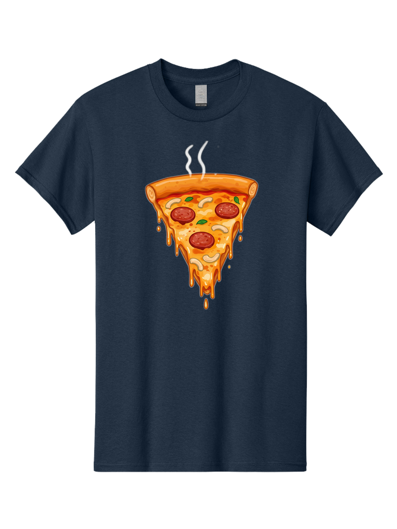 Pepperoni-Pizza-Slice-18 Men'S Graphic Tee, 100% Cotton, Comfortable Casual Summer Wear, Machine Washable, Cheesy Pizza Slice, Pepperoni Pizza, Melted Cheese, Hot Pizza, Fresh Basil, Pepperoni Slices, Steaming Pizza, Tasty Topping, Pizza Lover Bac228